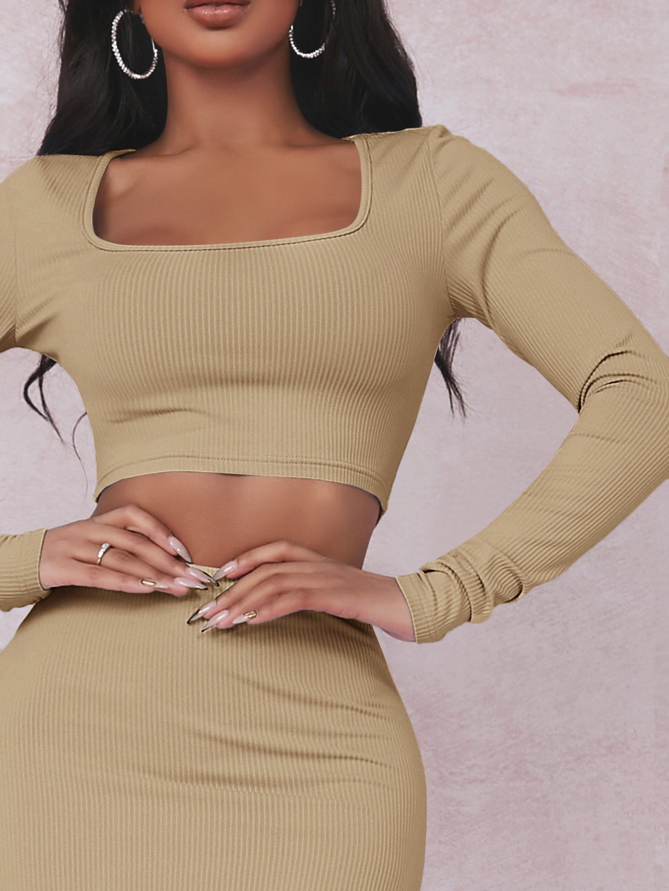 Crop T-Shirt & Rock Set mit Schlitz