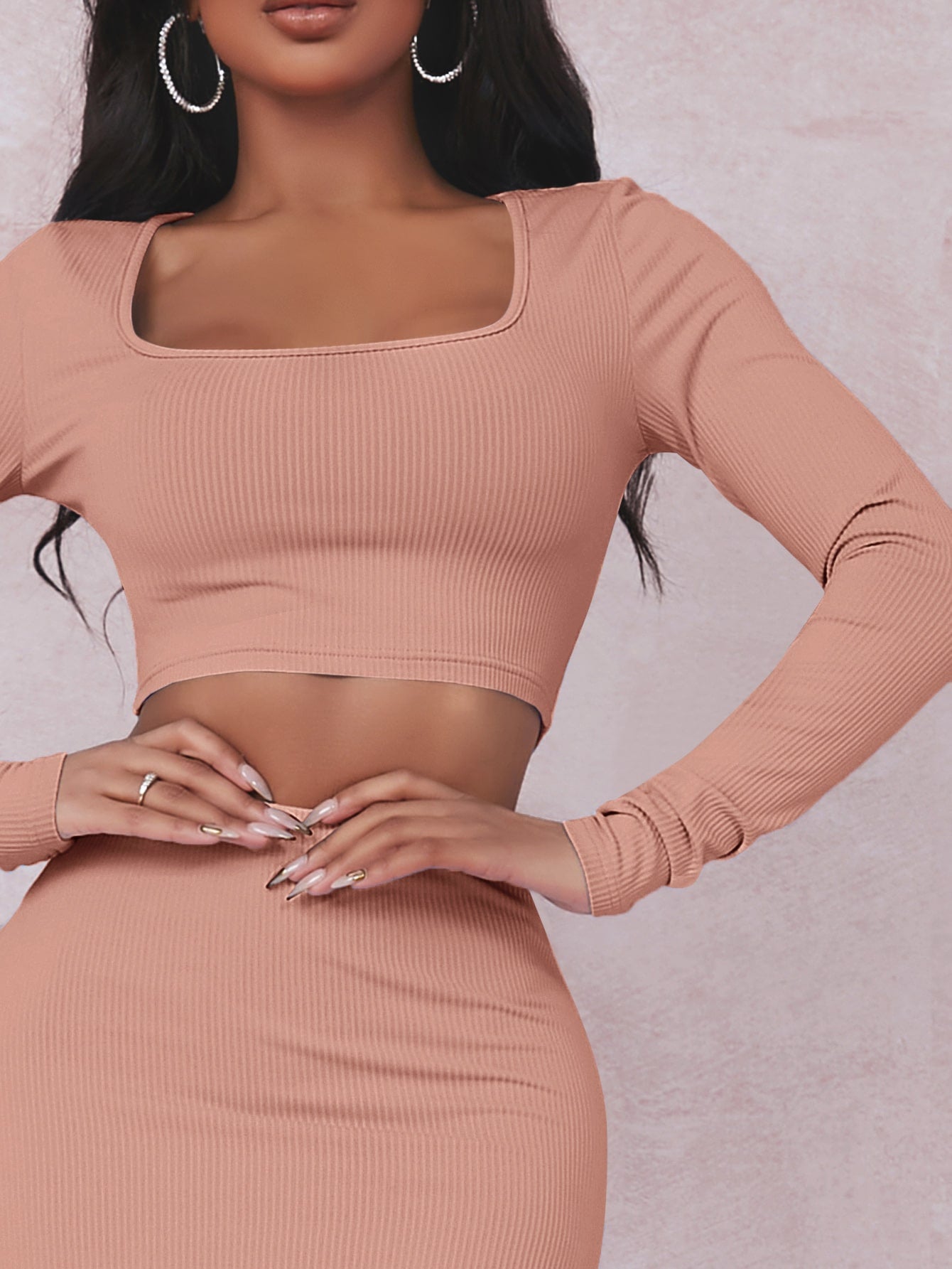 Crop T-Shirt & Rock Set mit Schlitz