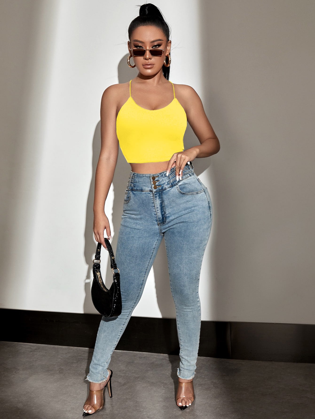 Rückenfreies Crop Cami Top mit Band