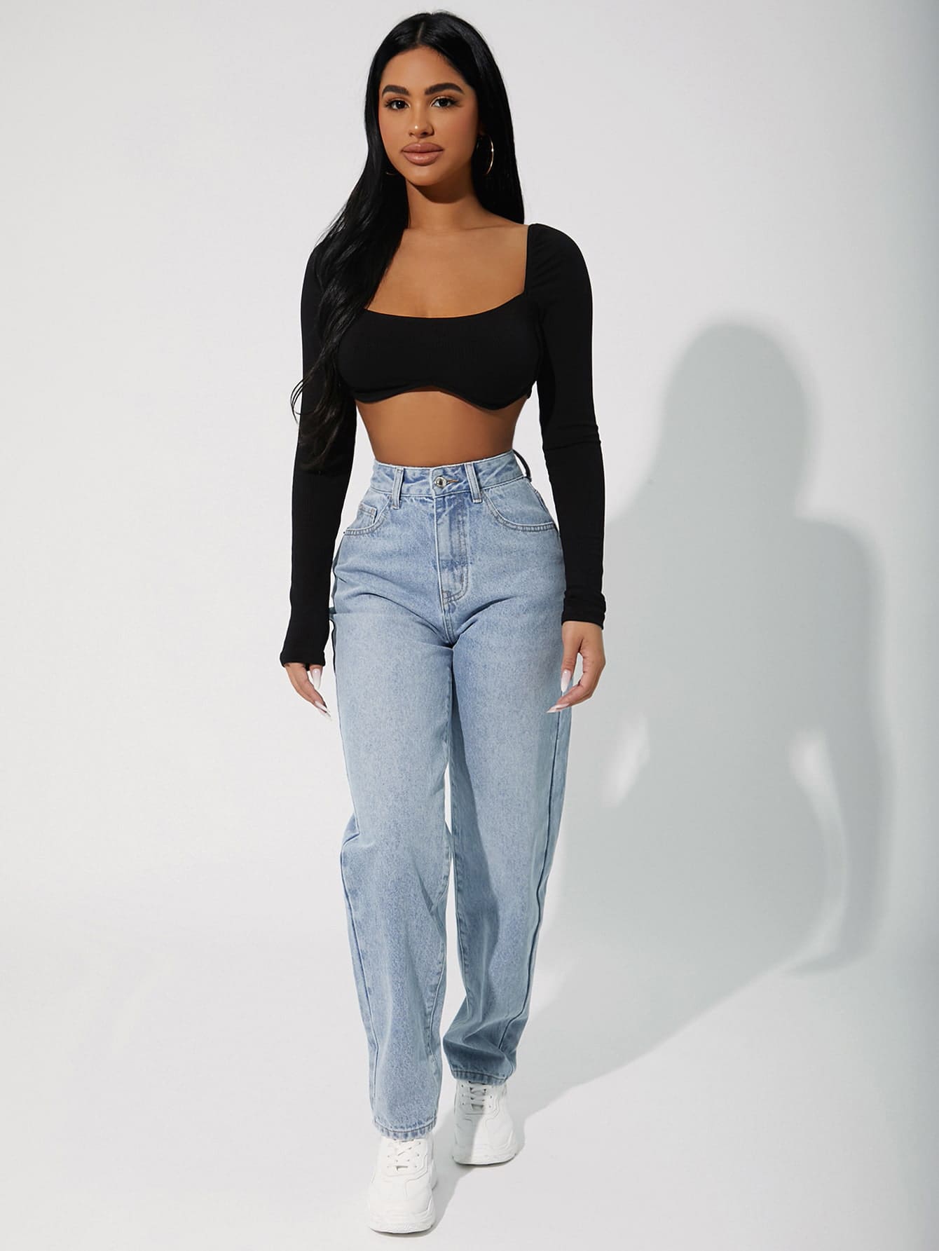 PETITE Mom Fit Jeans mit hoher Taille, Reißverschluss