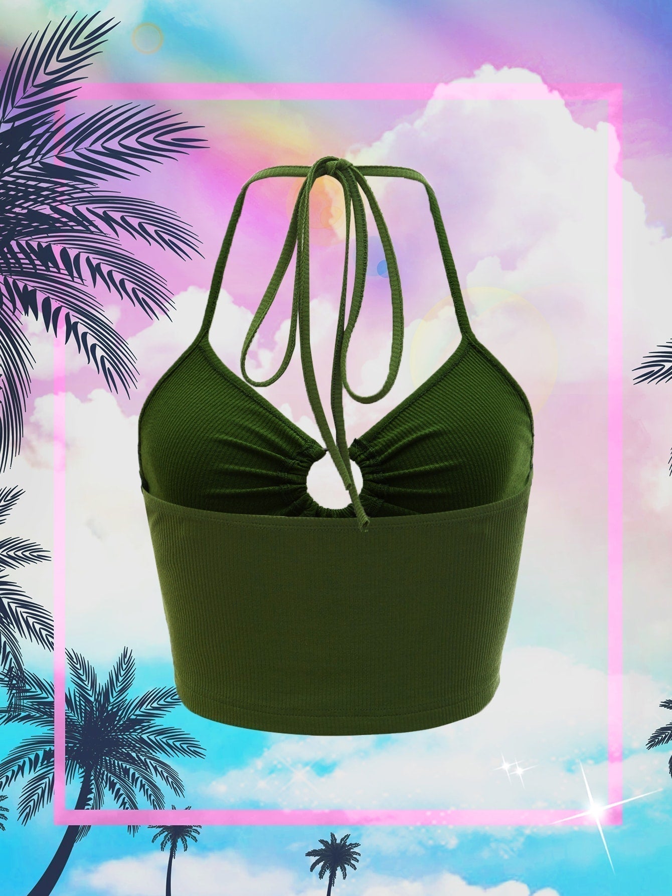 Trägertop mit Ring Bindung, Kreuzgurt auf Rücken