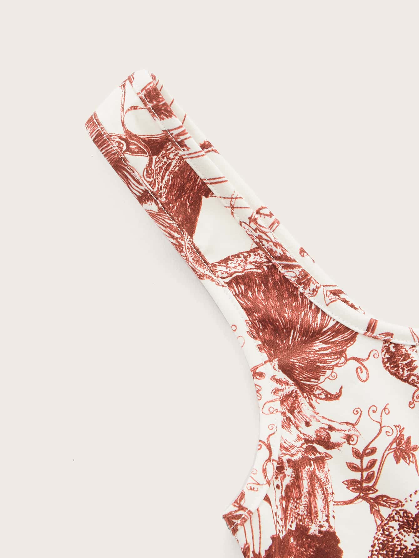 Tank Top mit Pflanze Muster, Wellensaum