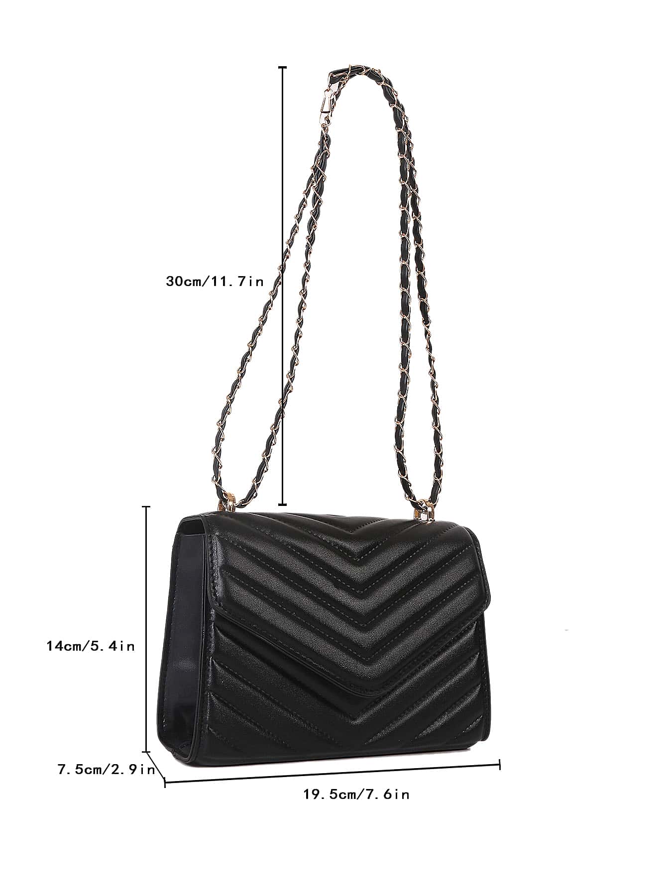Quadratische Tasche mit Chevron Druckknopf