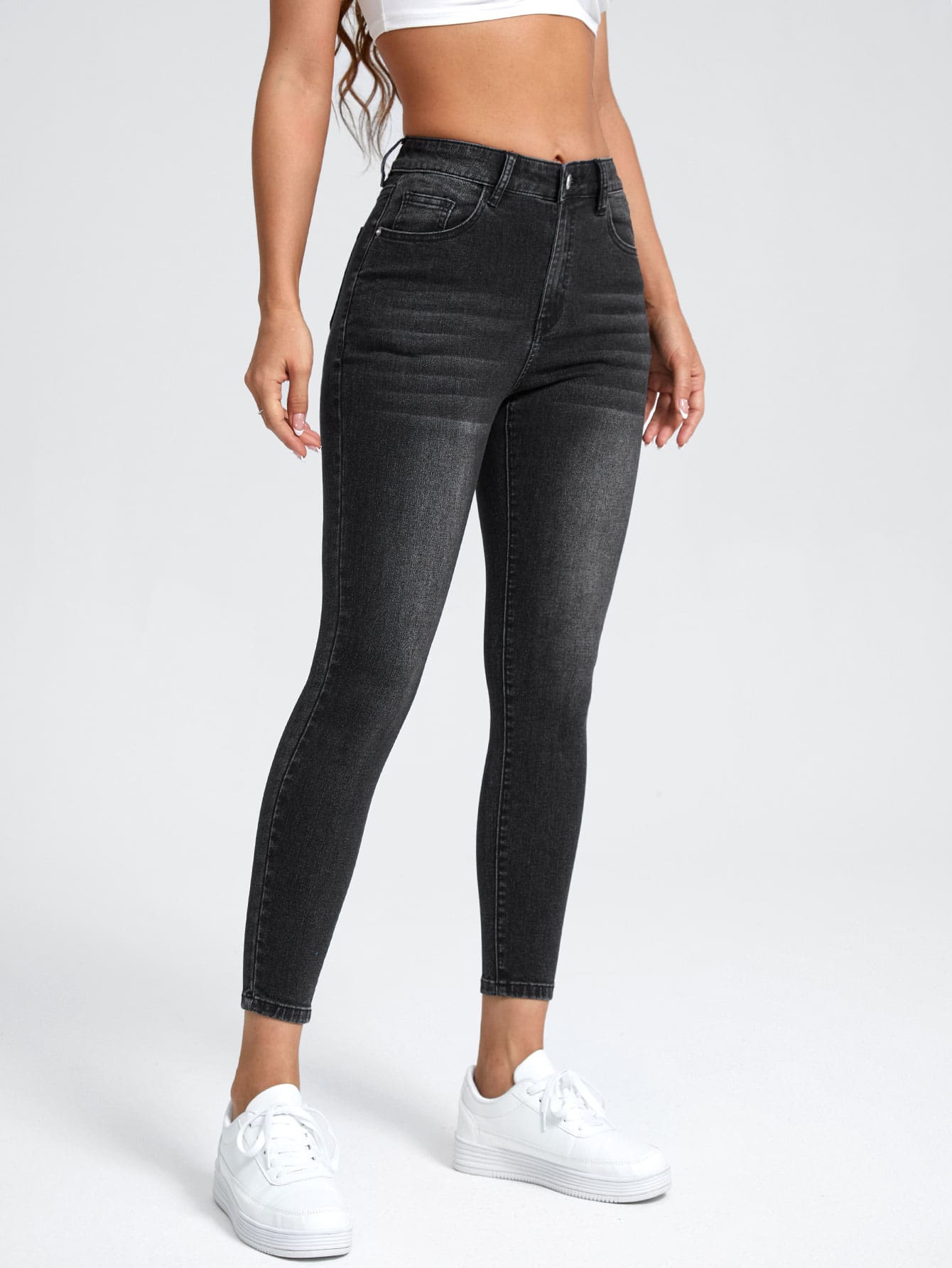 PETITE Schmale Jeans mit hoher Taille, Wäsche