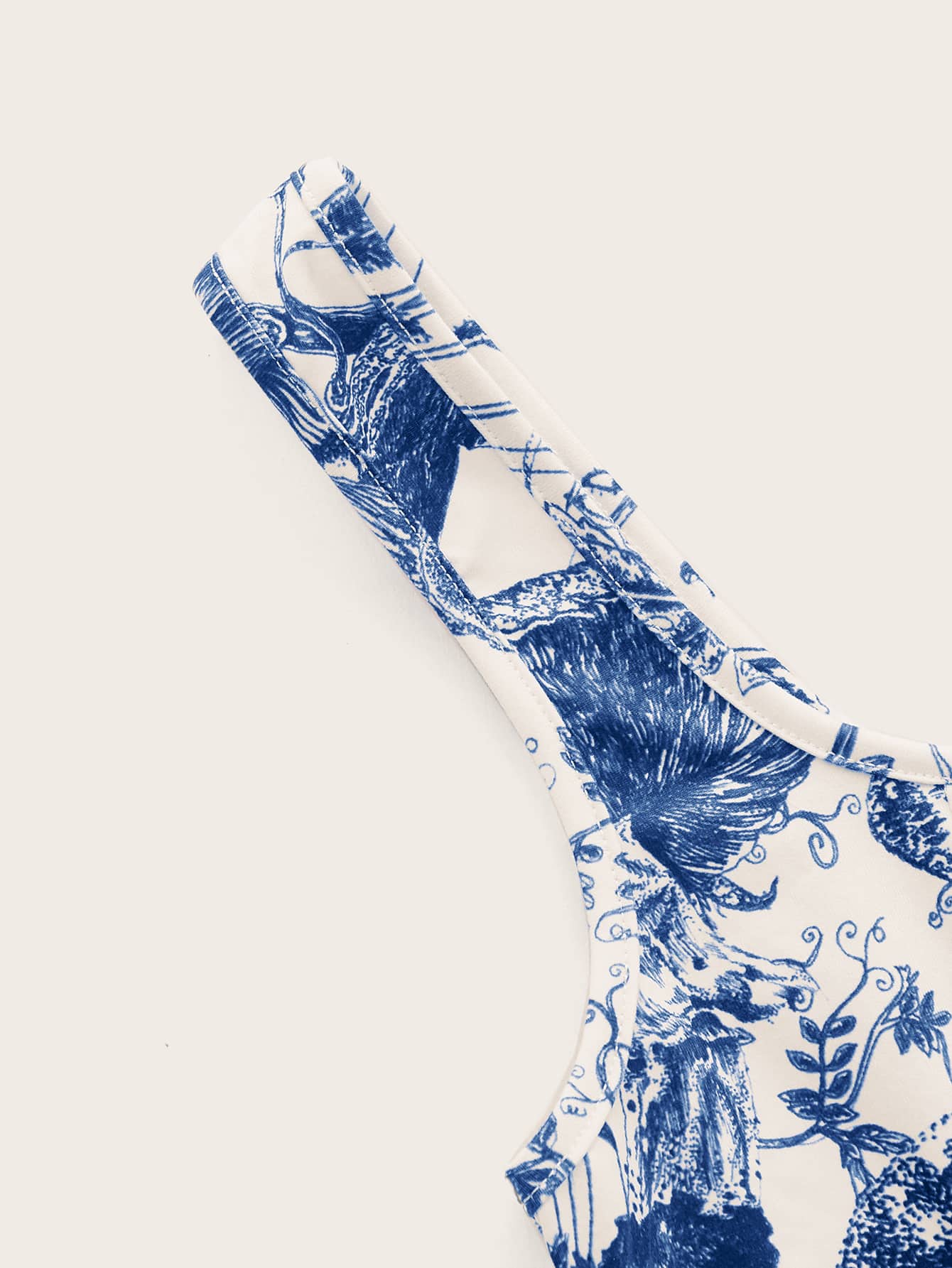 Tank Top mit Pflanze Muster, Wellensaum