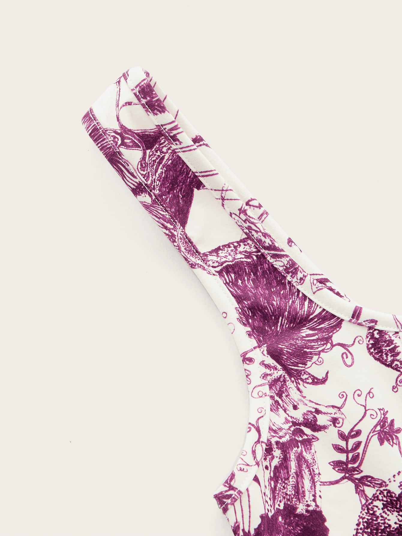 Tank Top mit Pflanze Muster, Wellensaum