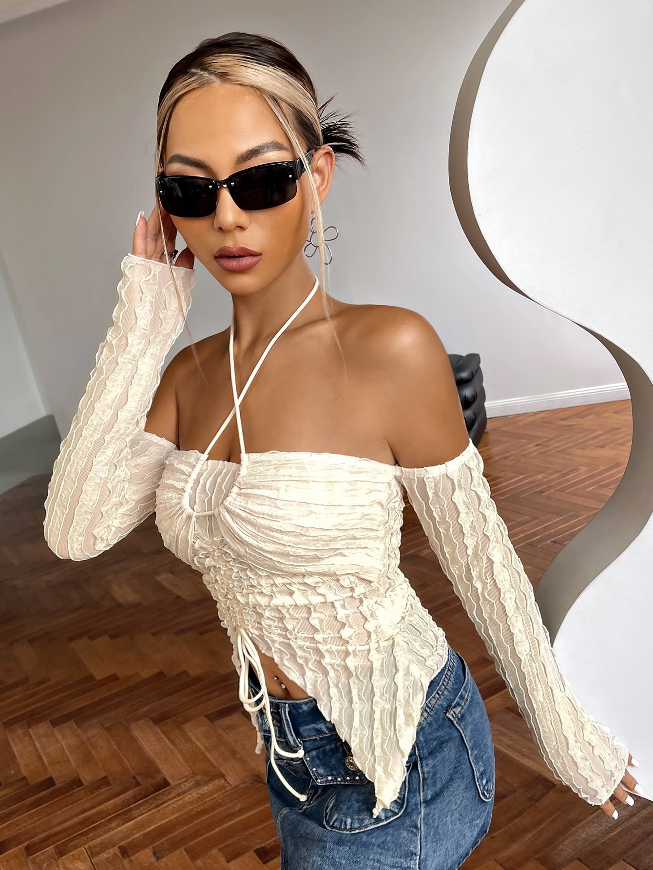 Top mit Tunnelzug, Rüschen vorne