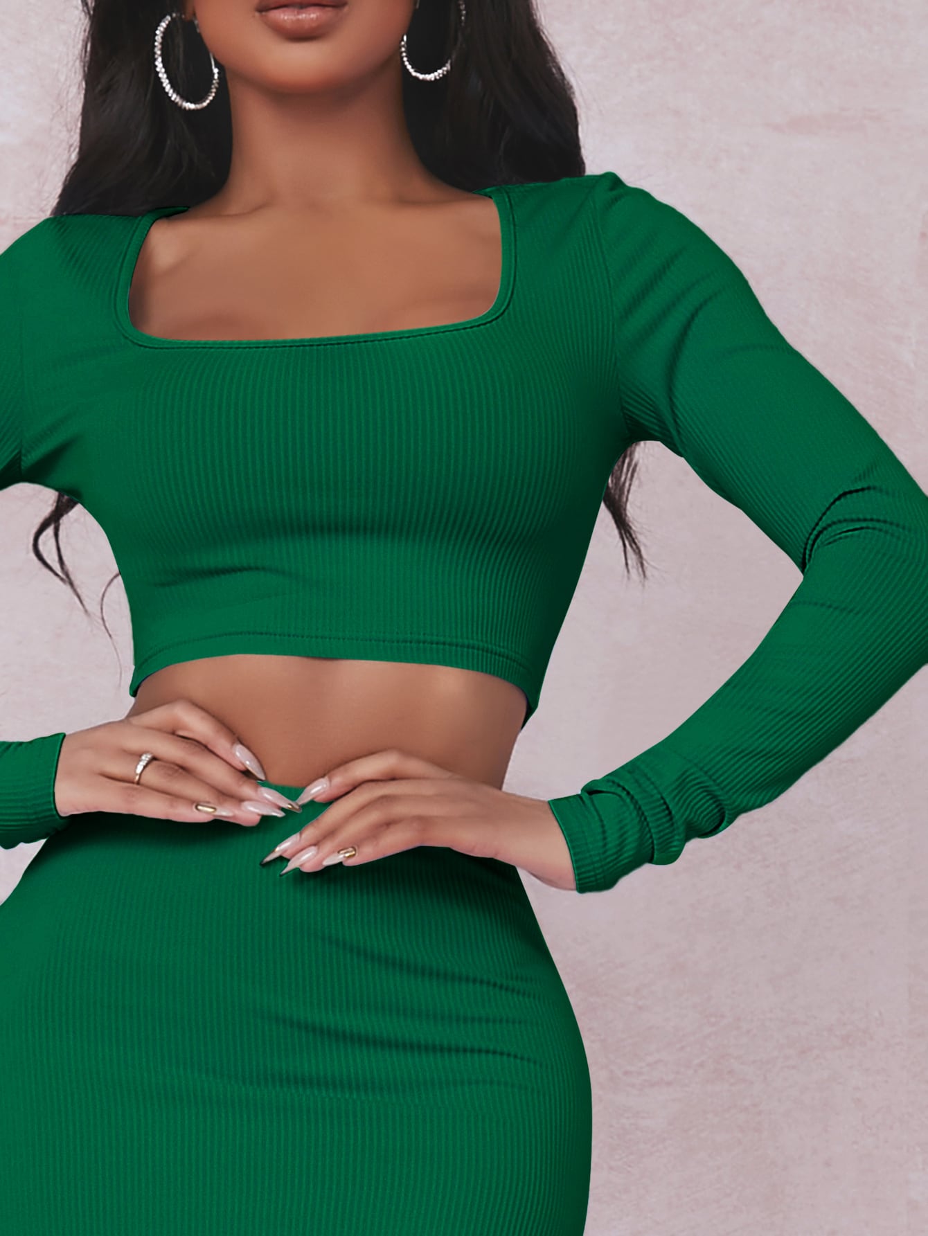 Crop T-Shirt & Rock Set mit Schlitz