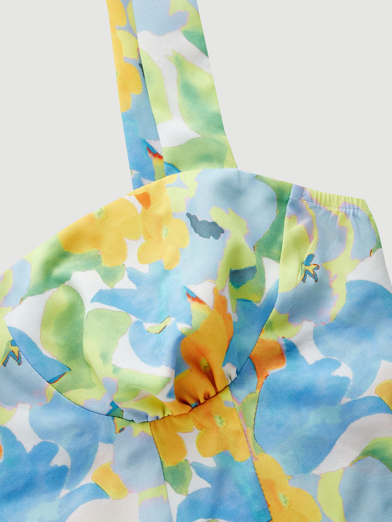 Top mit Blume Muster, Knoten auf Schulter, Rüschen