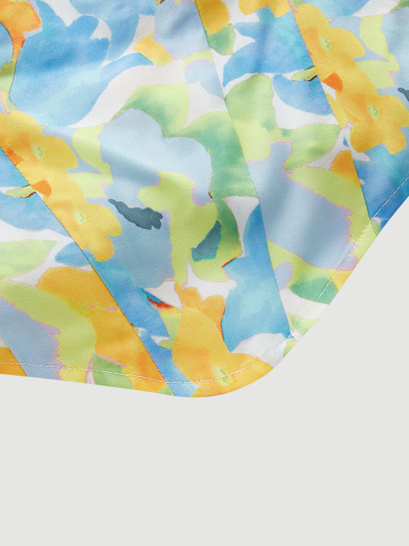 Top mit Blume Muster, Knoten auf Schulter, Rüschen