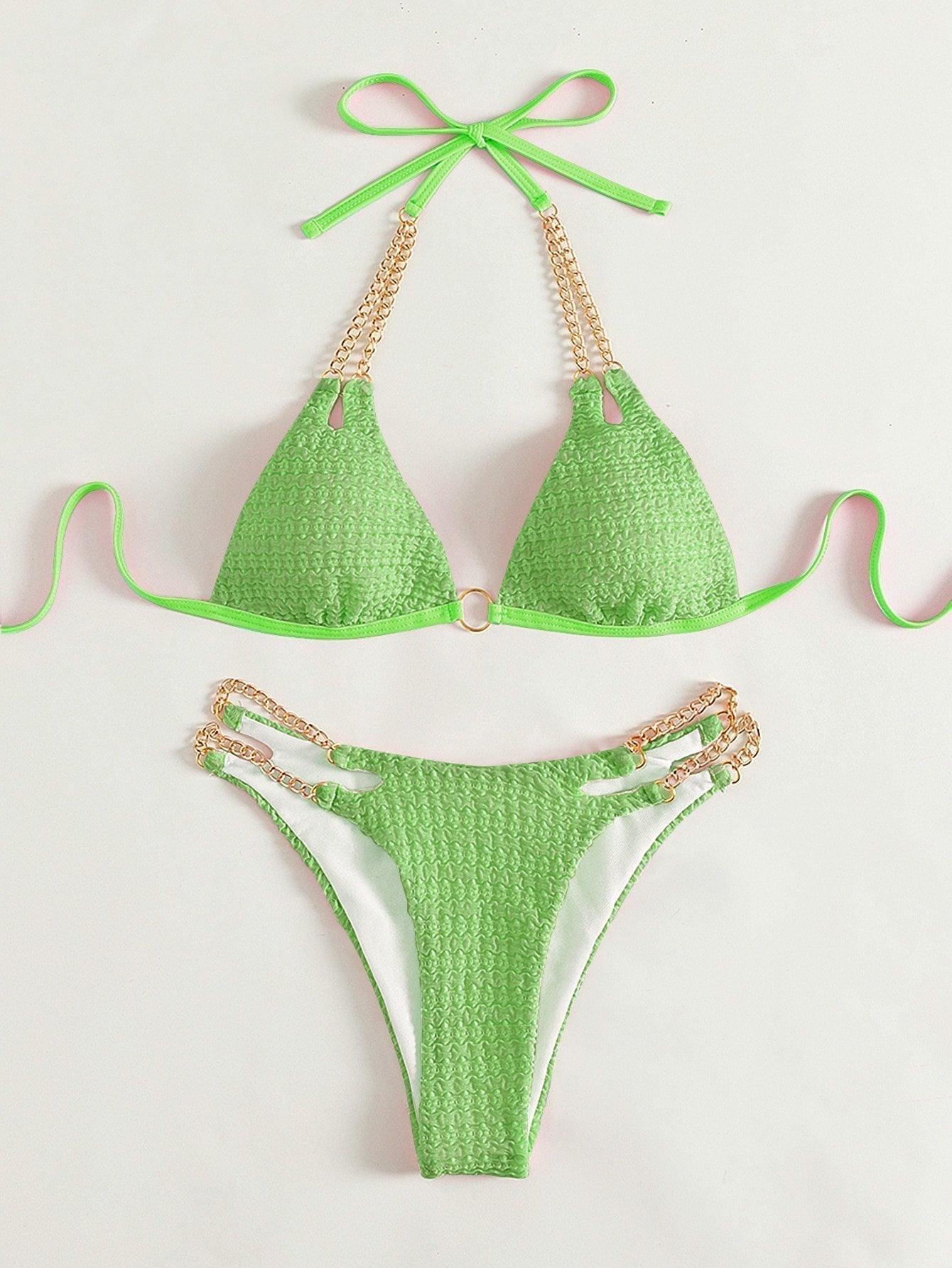 Triangle-Bikini mit Neckholder, Kette,
