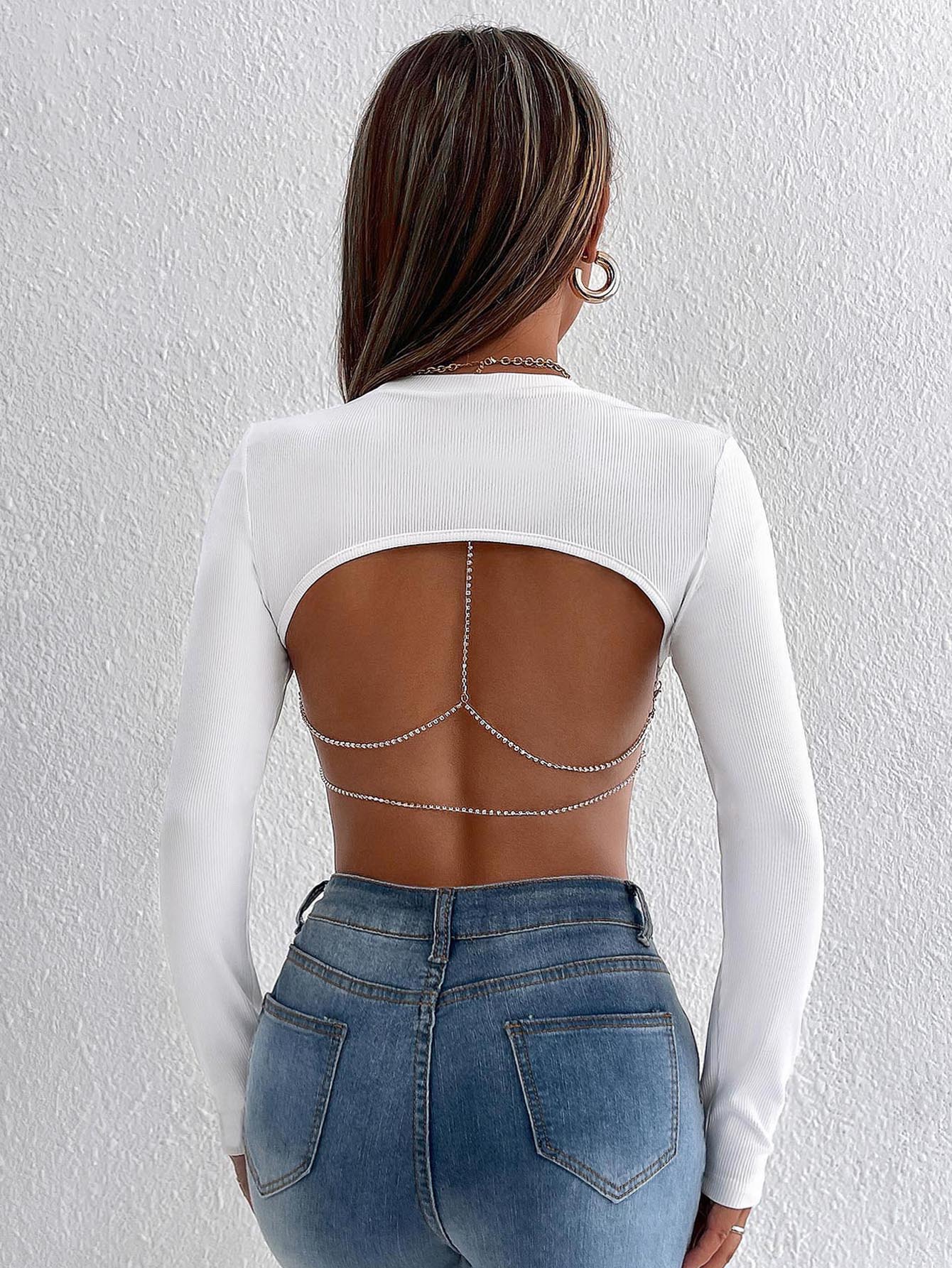 TRENDING PETITE Crop T-Shirt mit Strass Detail