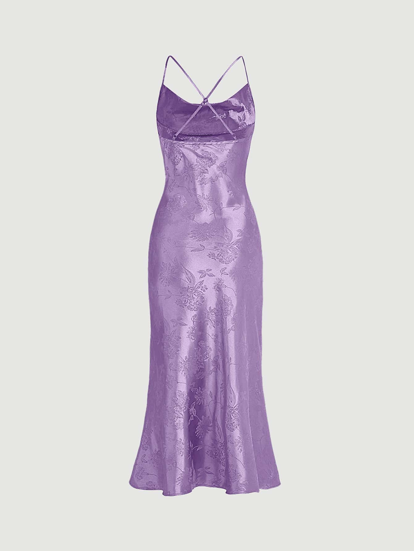 Belle Jacquard Satin Cami Kleid