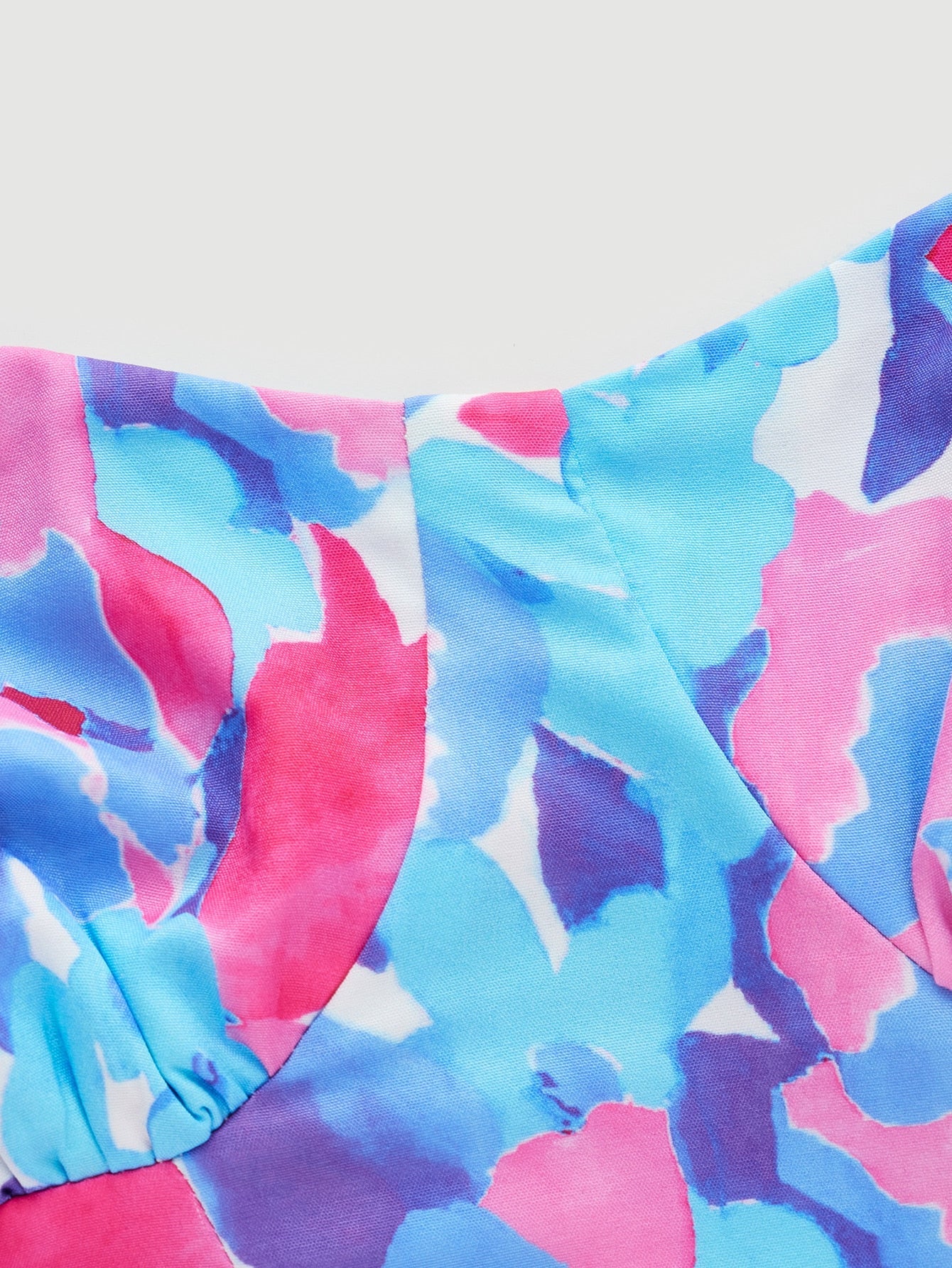 Top mit Blume Muster, Knoten auf Schulter, Rüschen