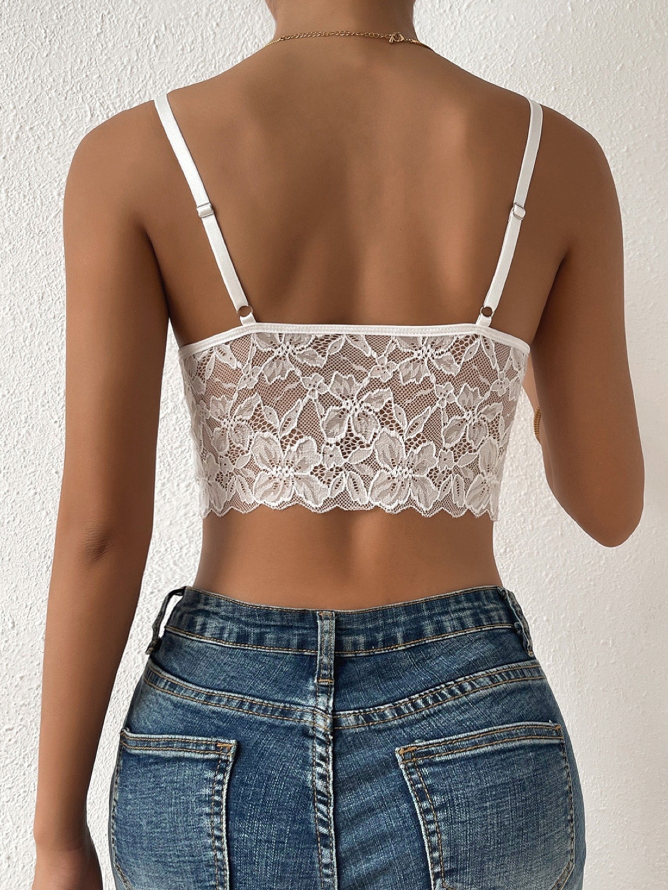 Cami Top mit Kreuzgurt, Crop Spitze