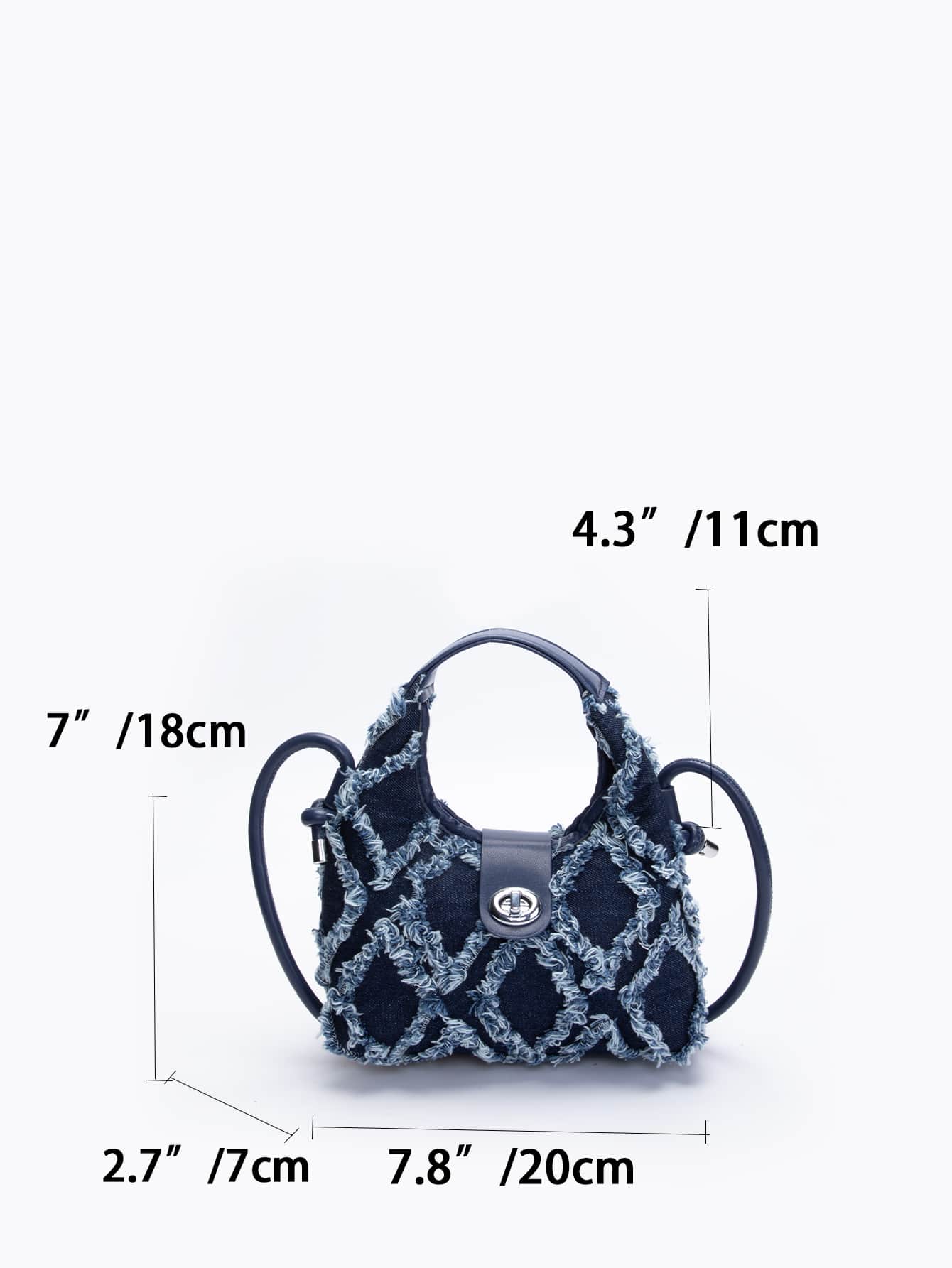 Hobo Tasche mit Mini unbearbeitetem Saum, Drehverschluss