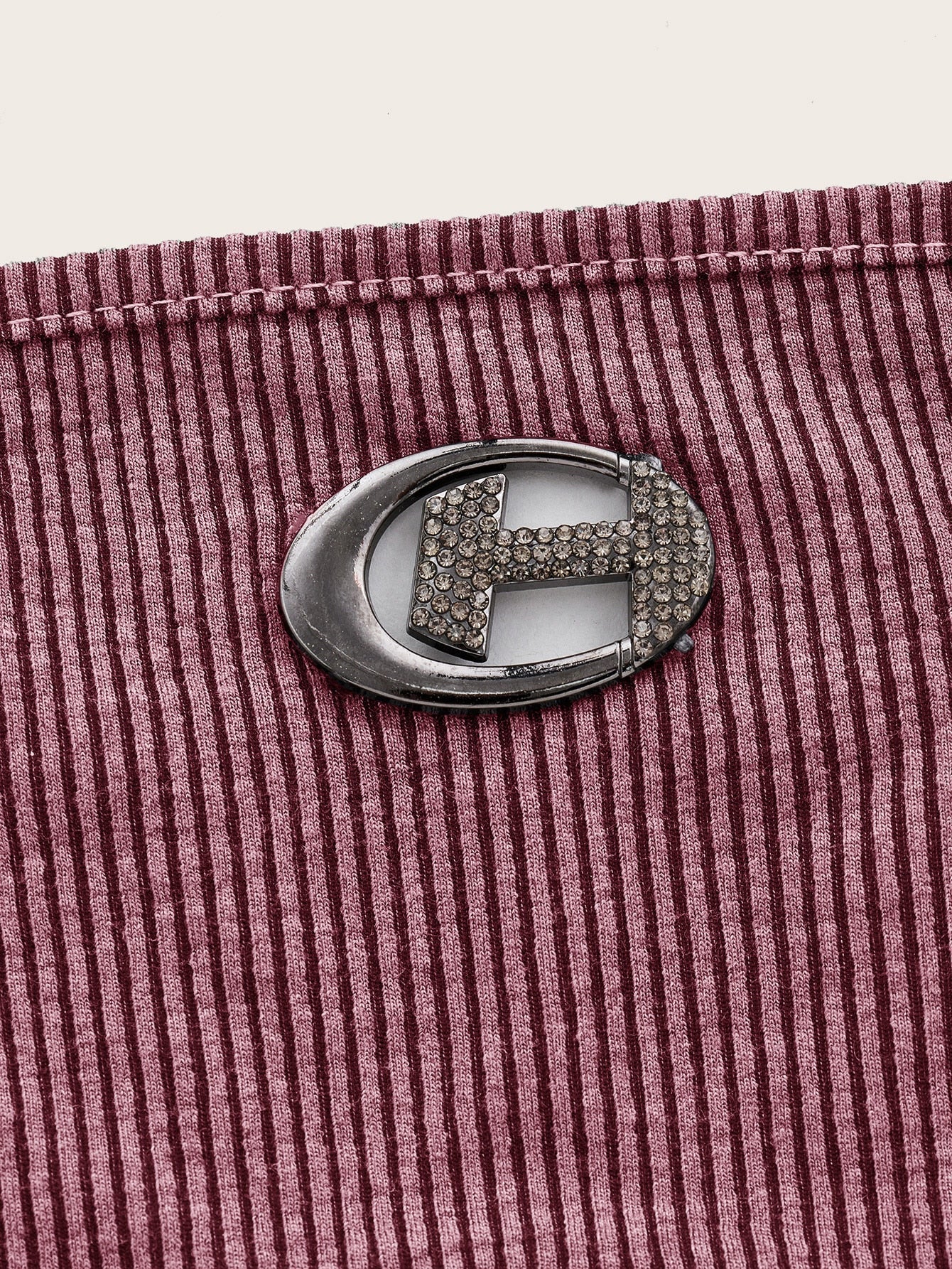 Crop Tube Top mit Rippenstrick Strass, Ring Dekor, Bandana Saum