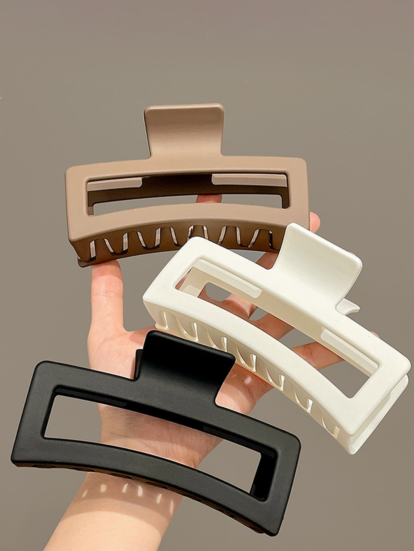 3 Stücke Haarklammer mit Loch, Rechteck