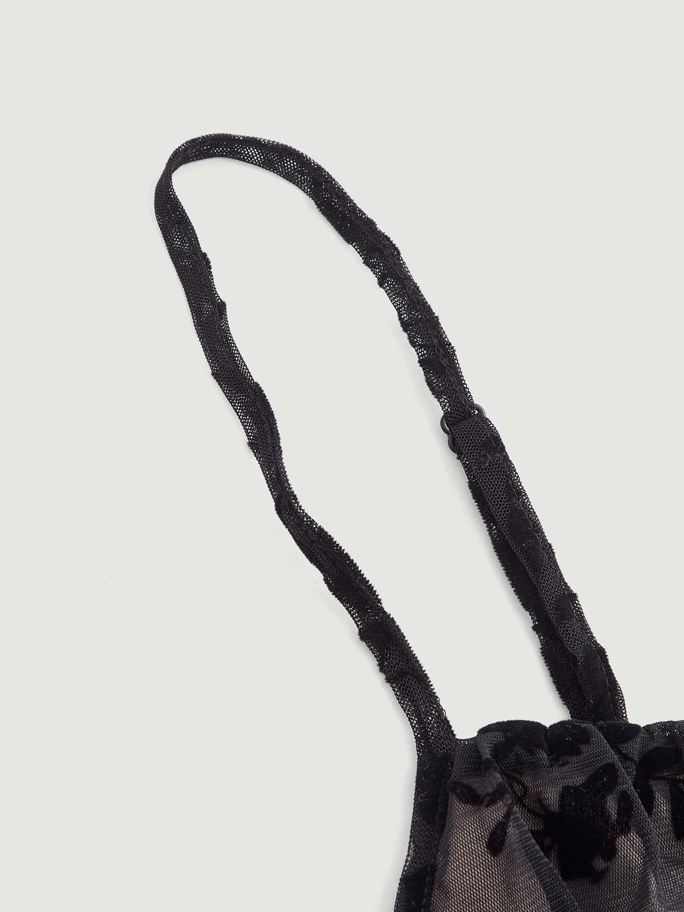 Cami Kleid mit Blume Muster, Rüschen, Schlitz