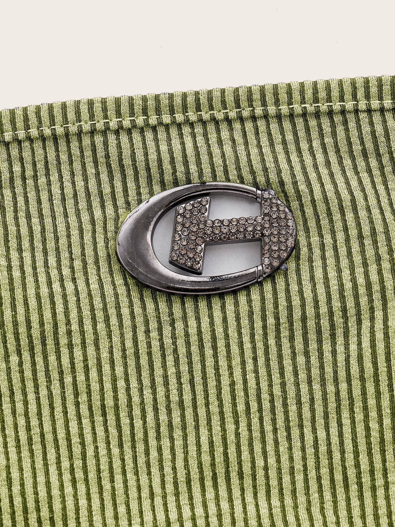 Crop Tube Top mit Rippenstrick Strass, Ring Dekor, Bandana Saum