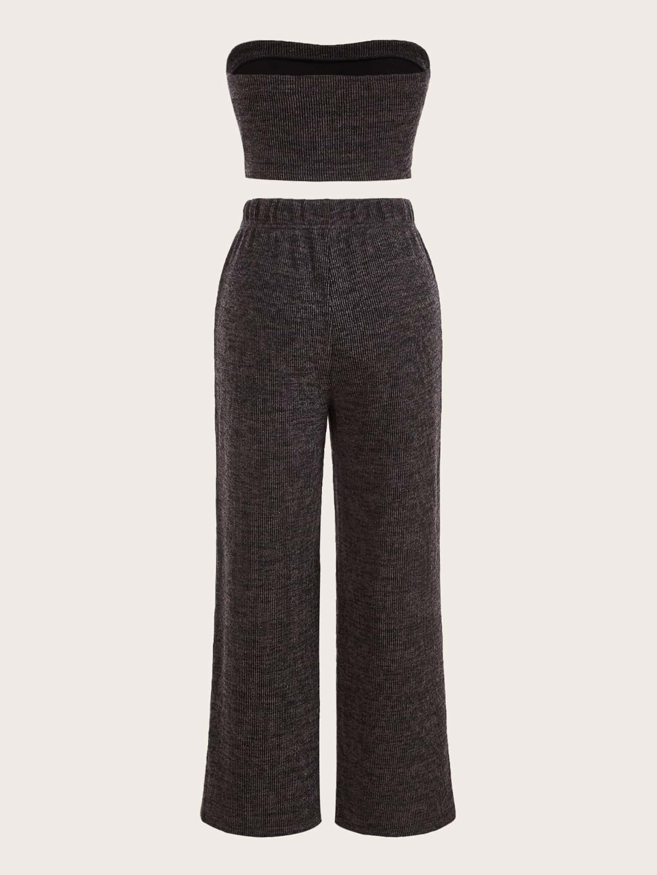 TRENDING Crop Tube Top & Hose mit weiten Beinen