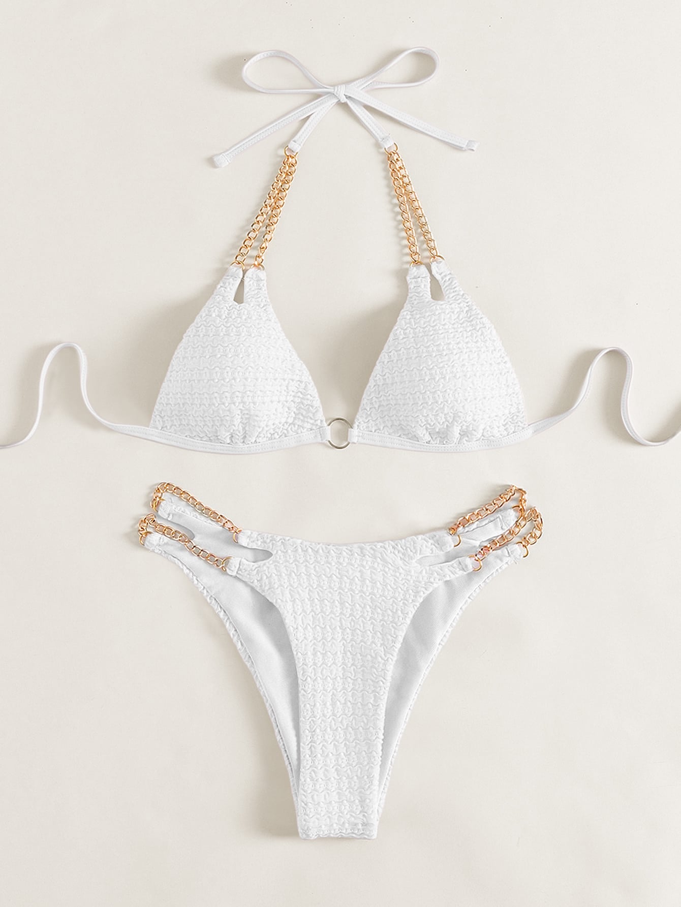 Triangle-Bikini mit Neckholder, Kette,