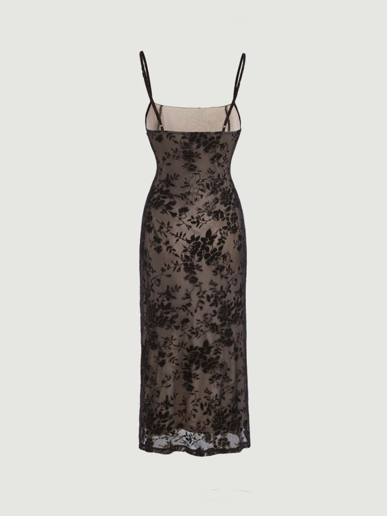 Cami Kleid mit Blume Muster, Rüschen, Schlitz