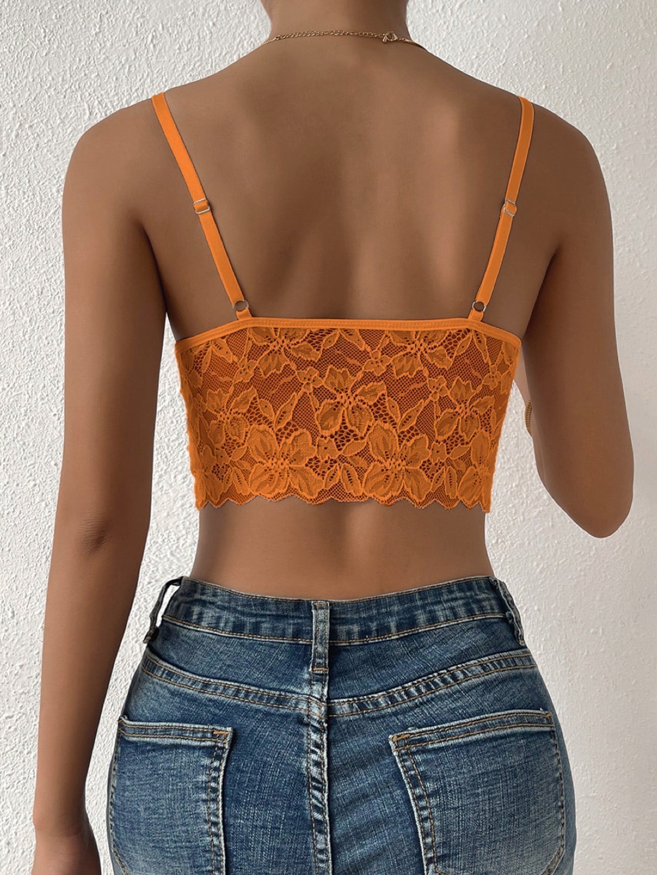Cami Top mit Kreuzgurt, Crop Spitze