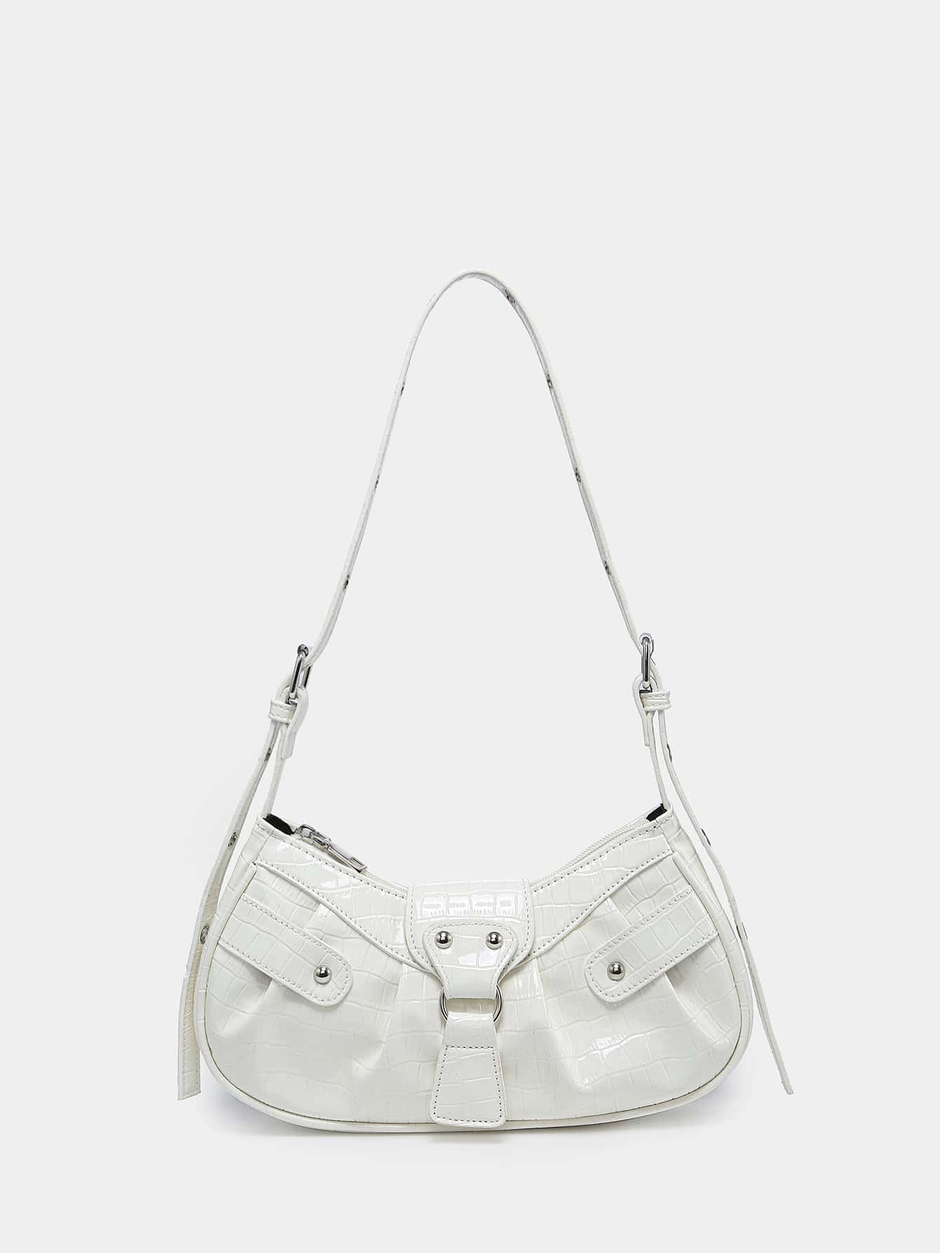 Geraffte Tasche mit Nieten Dekor