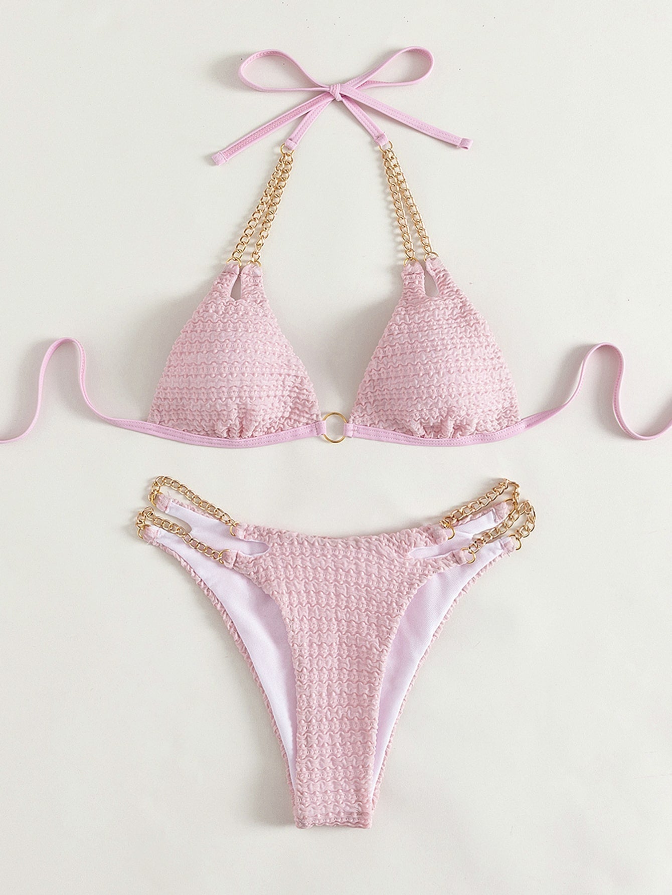 Triangle-Bikini mit Neckholder, Kette,