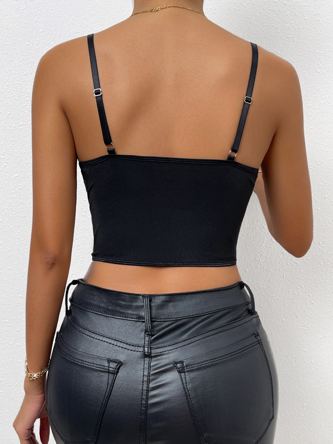 Crop Cami Top mit Paillette, Mesh Vollbusiger