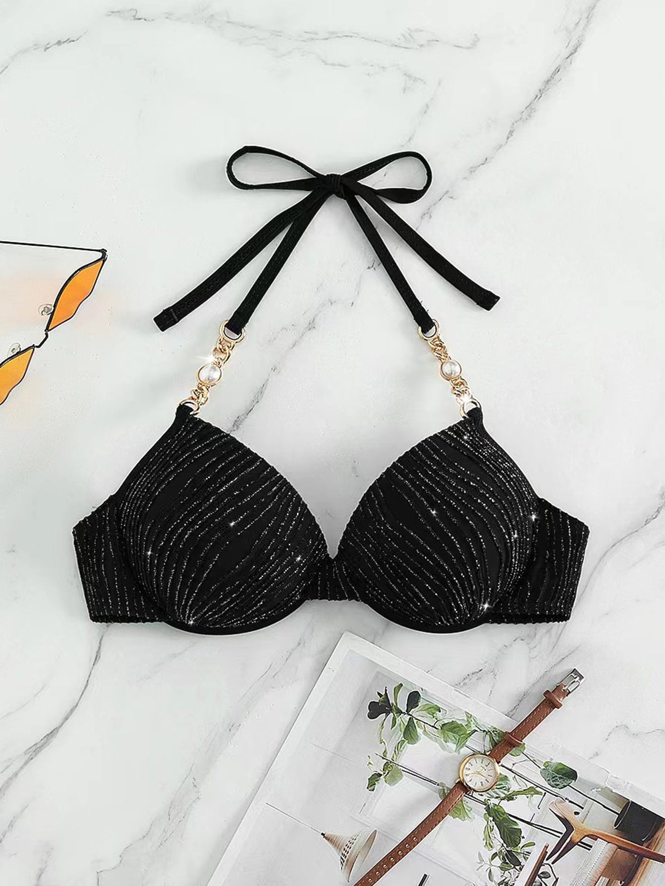 PUSH UP Bikini Top mit Kette, Neckholder