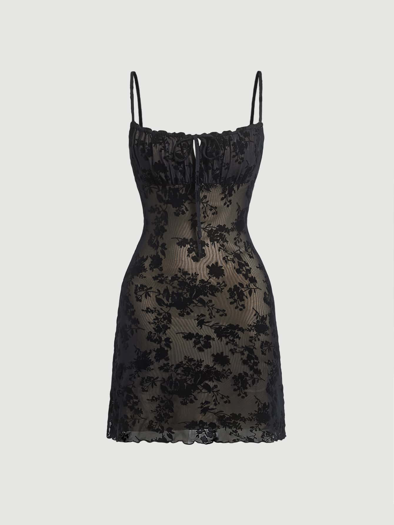 Cami Kleid mit Blume Muster, Band vorne