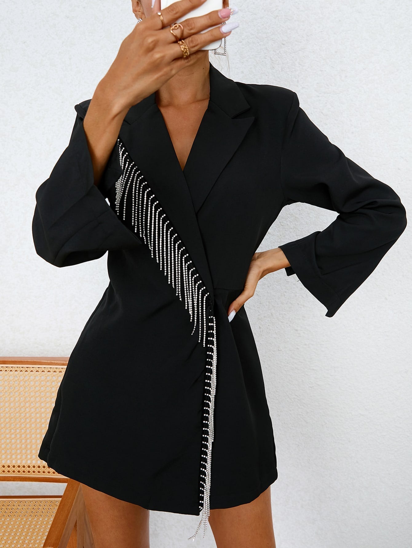 Shirt Romper mit Fransen, Revers