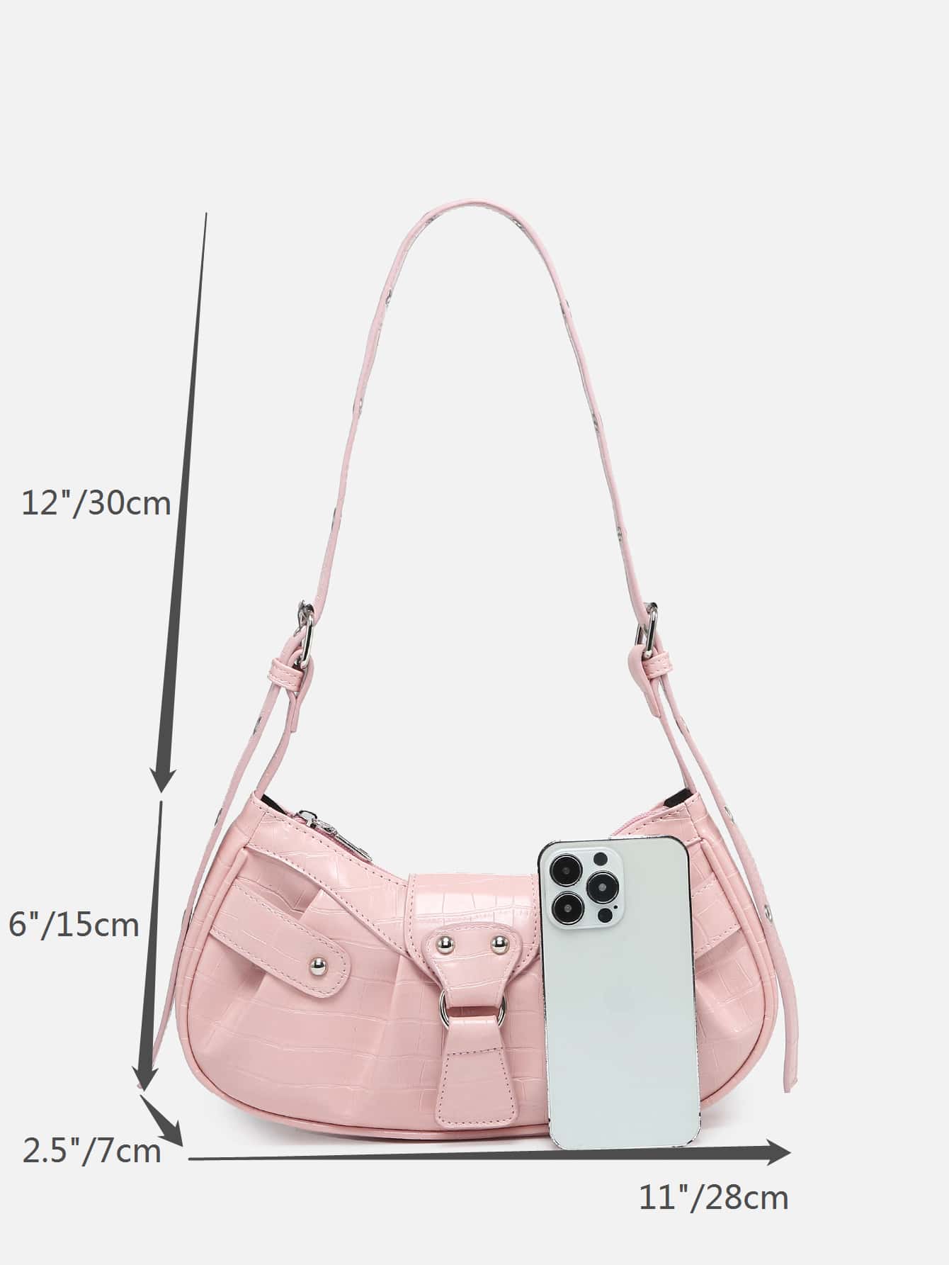 Geraffte Tasche mit Nieten Dekor