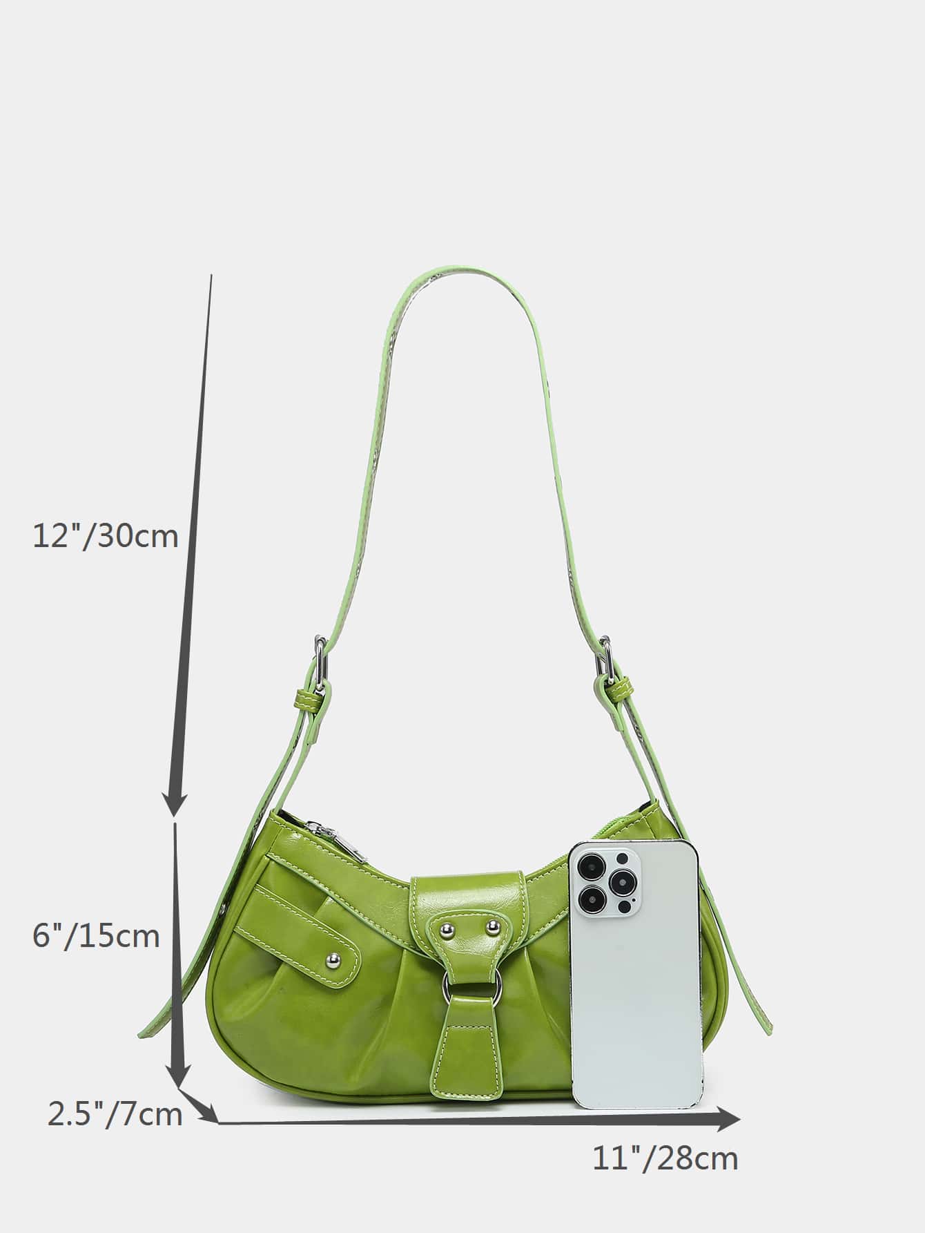 Geraffte Tasche mit Nieten Dekor