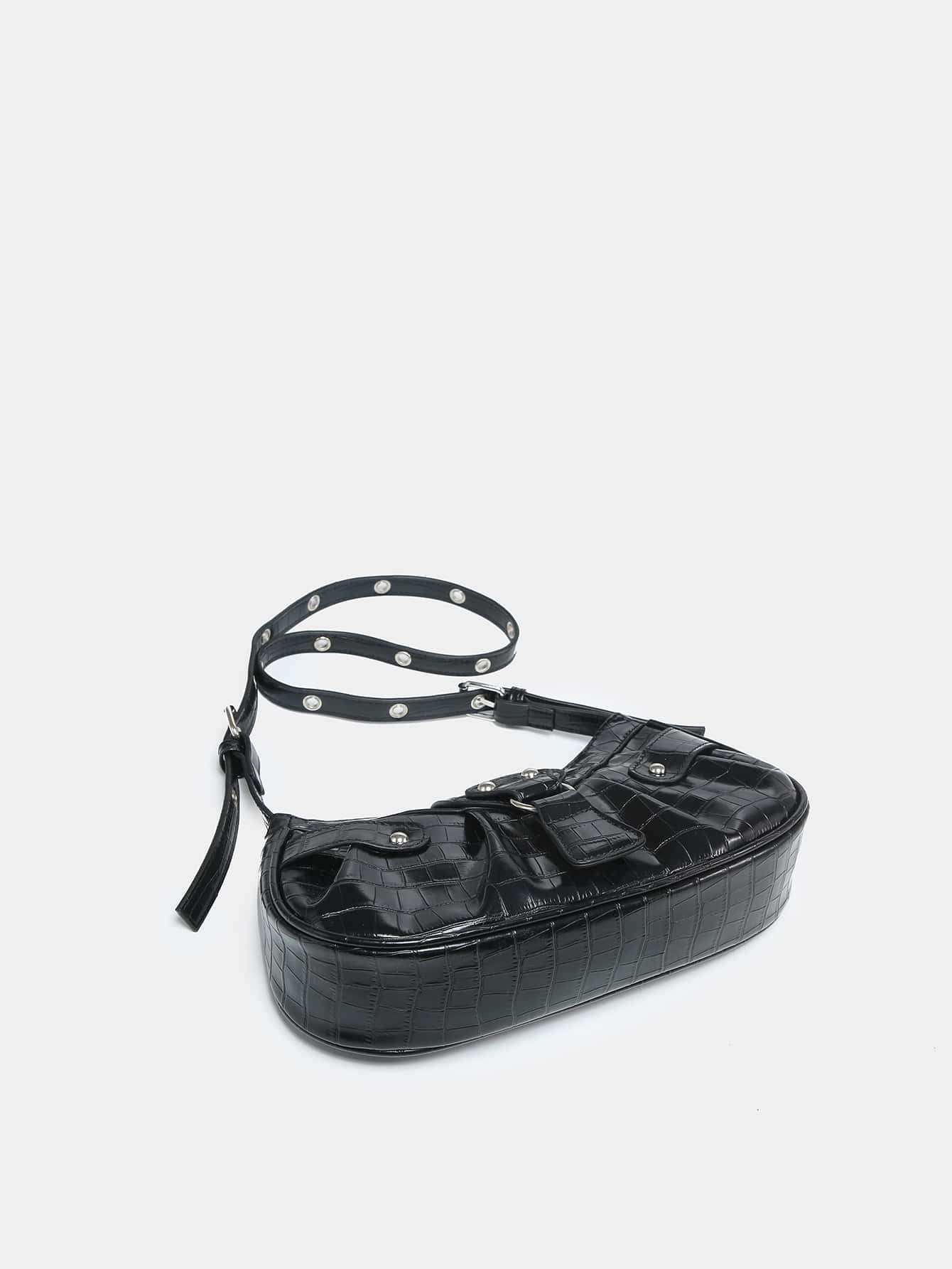 Geraffte Tasche mit Nieten Dekor