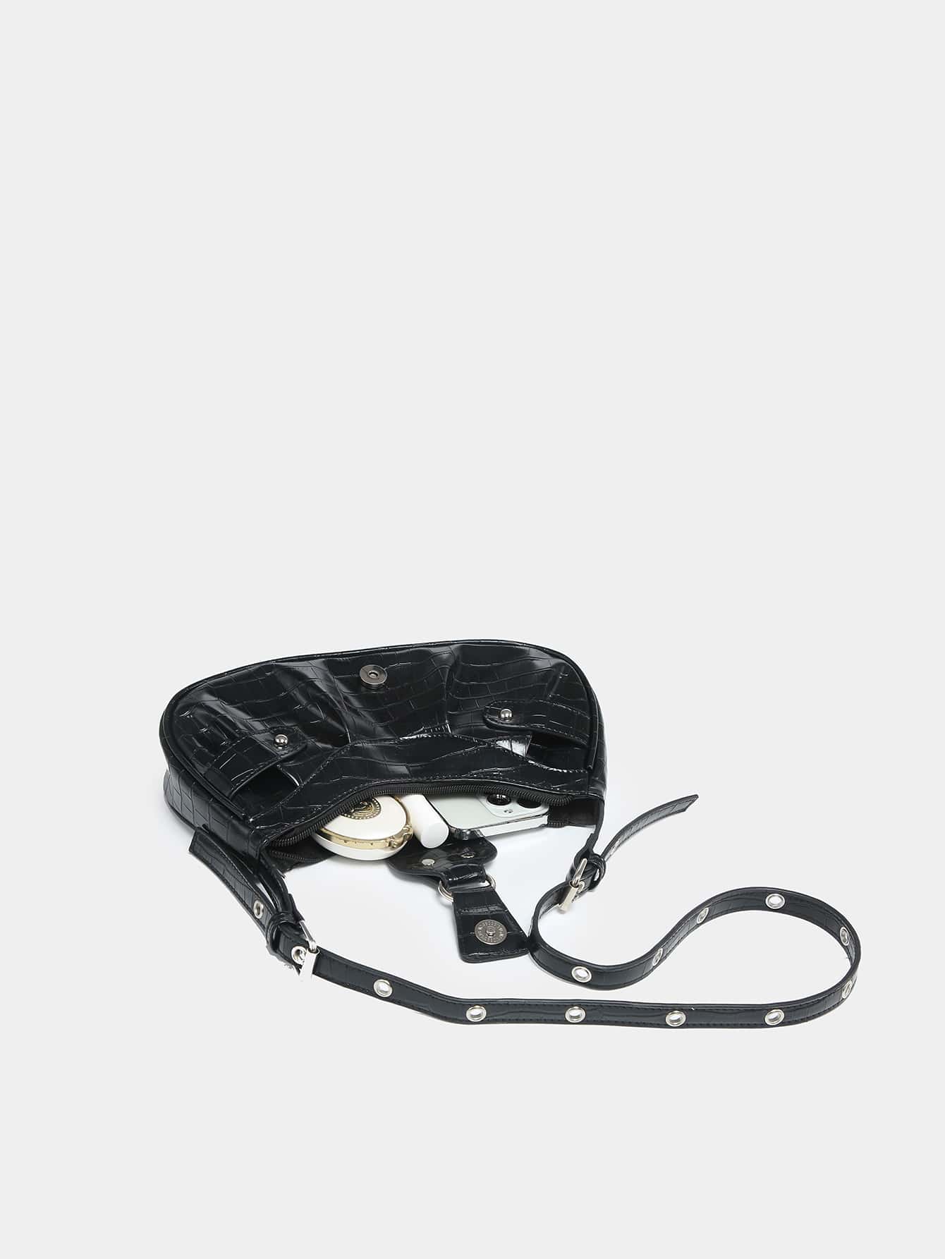 Geraffte Tasche mit Nieten Dekor