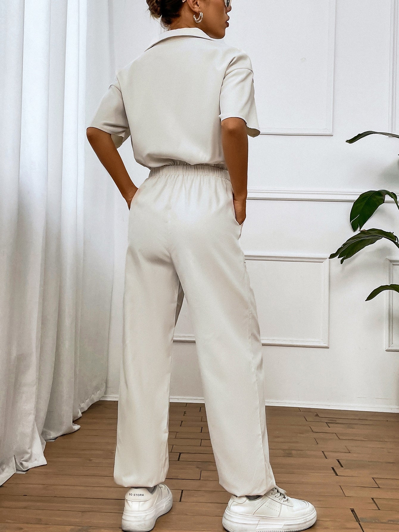 Shirt Jumpsuit mit Pattentasche, Drop Shoulder