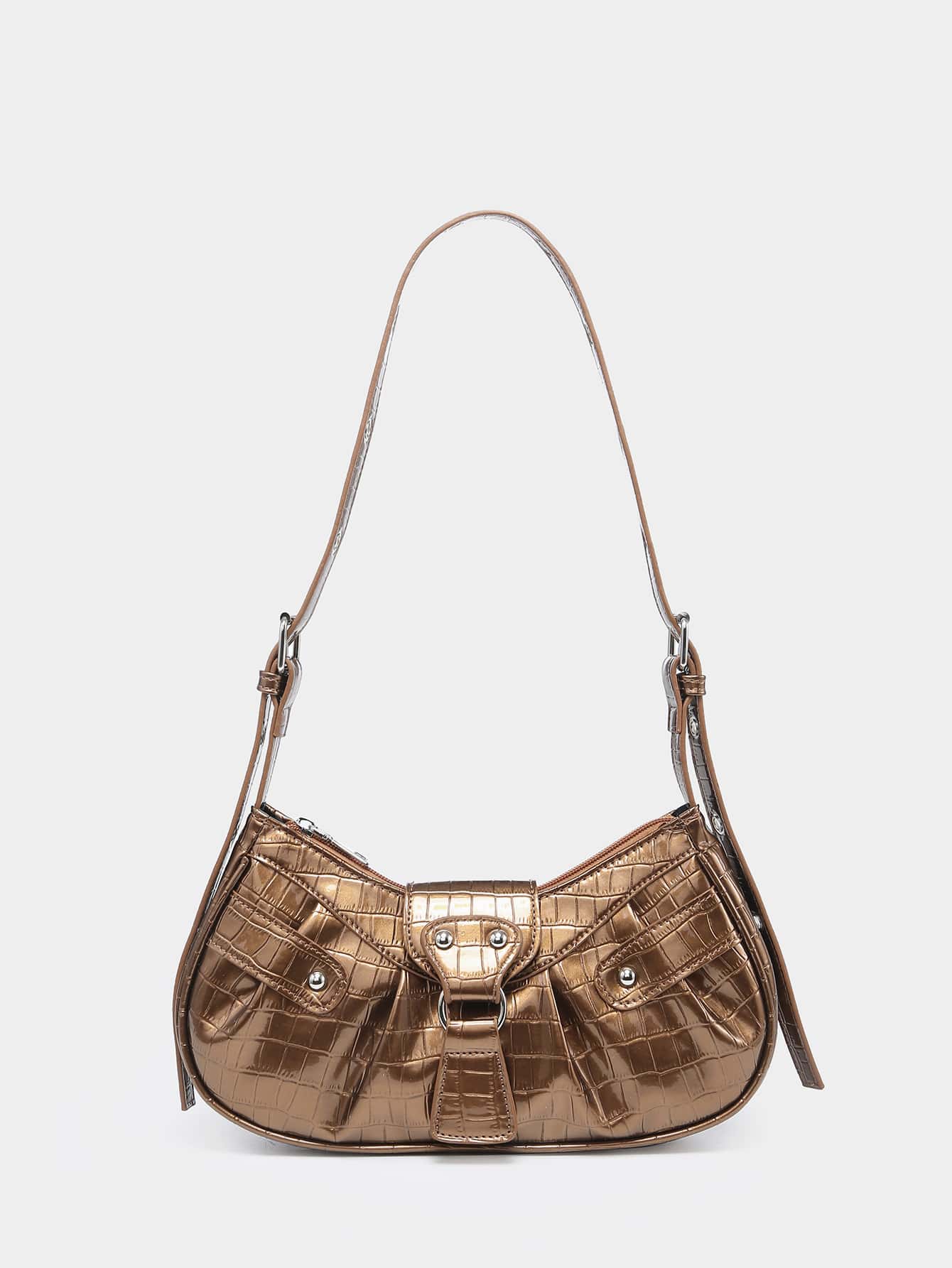 Geraffte Tasche mit Nieten Dekor