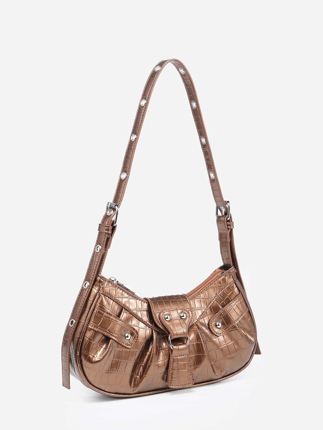 Geraffte Tasche mit Nieten Dekor