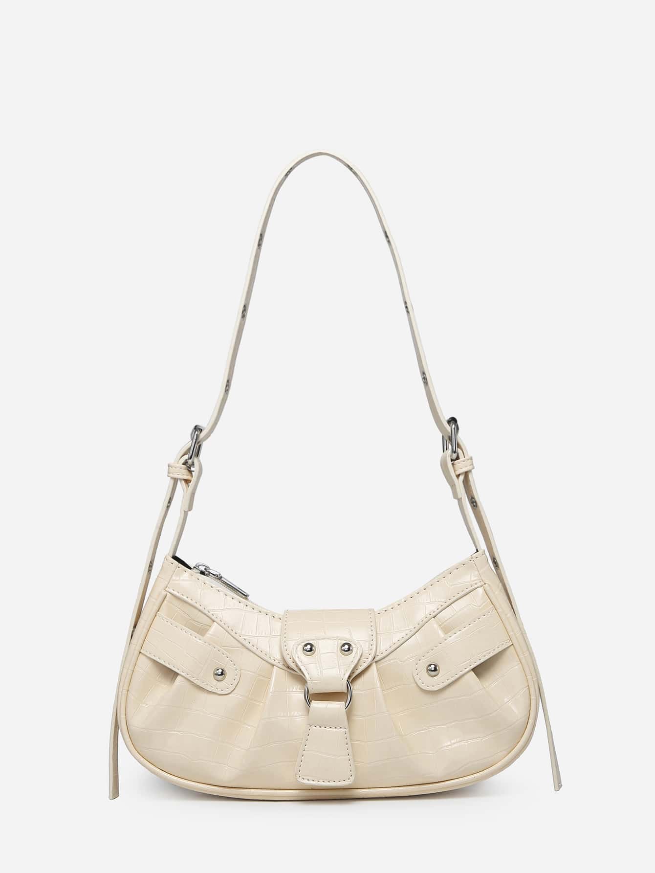 Geraffte Tasche mit Nieten Dekor