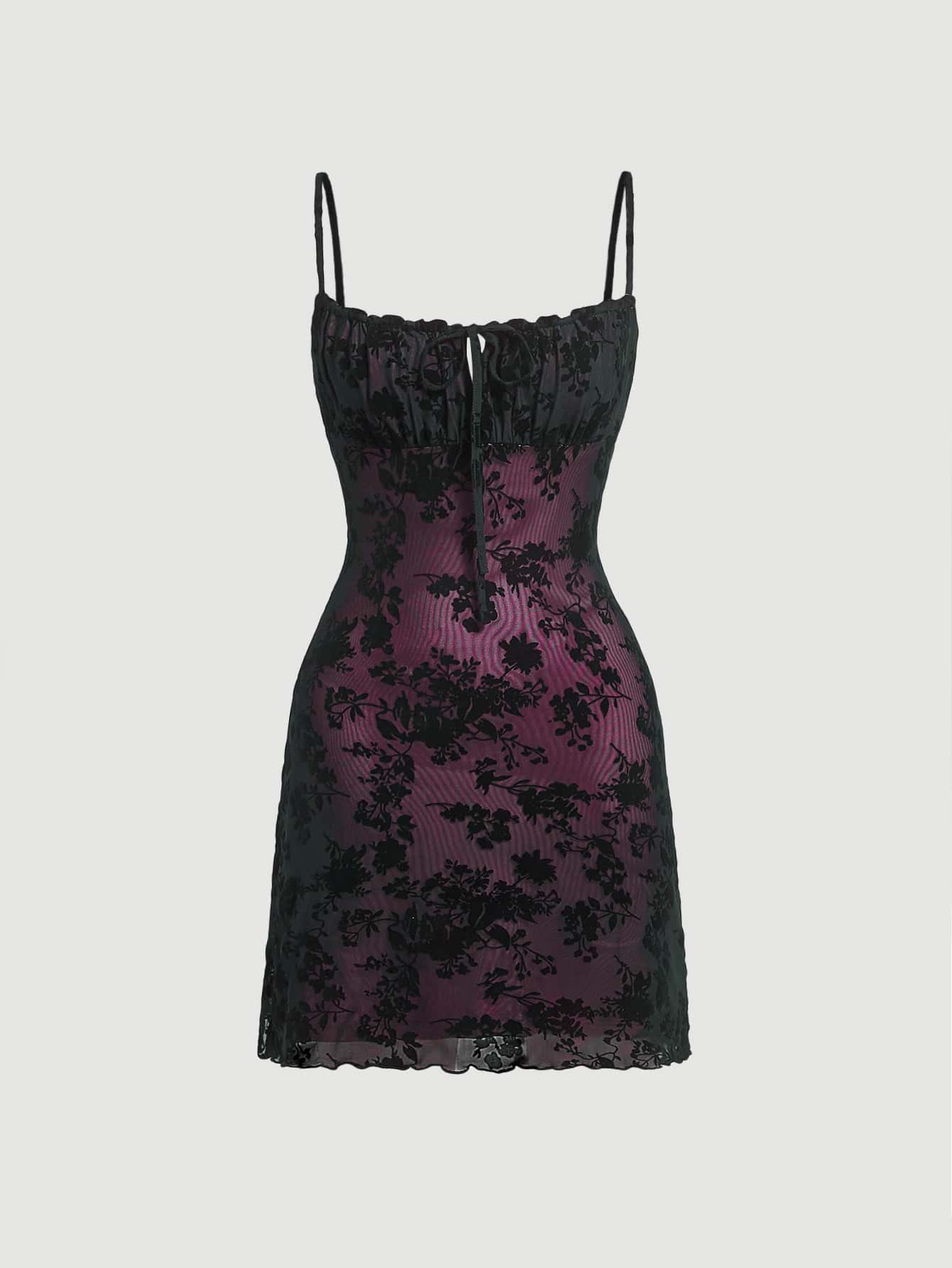 Cami Kleid mit Blume Muster, Band vorne