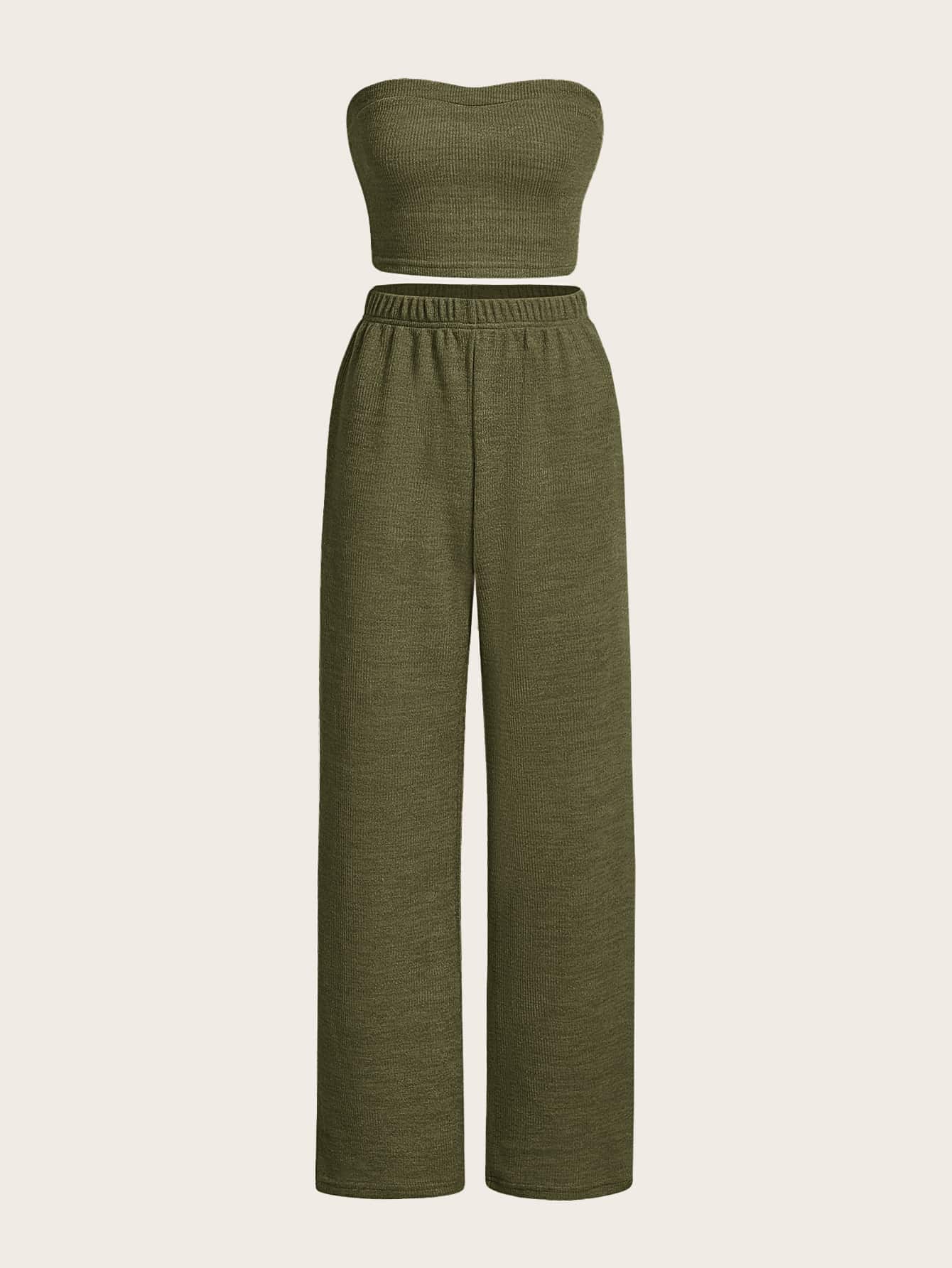 TRENDING Crop Tube Top & Hose mit weiten Beinen