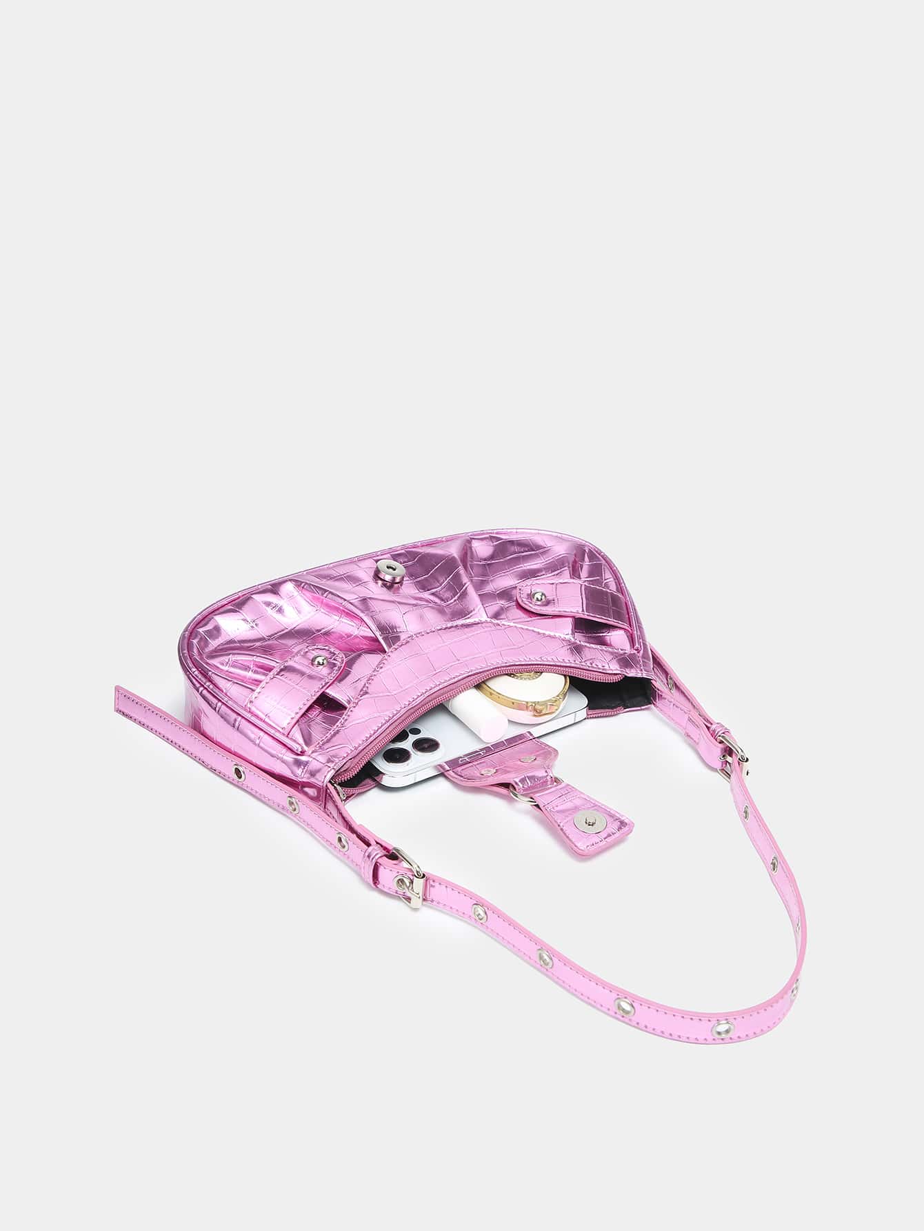 Geraffte Tasche mit Nieten Dekor