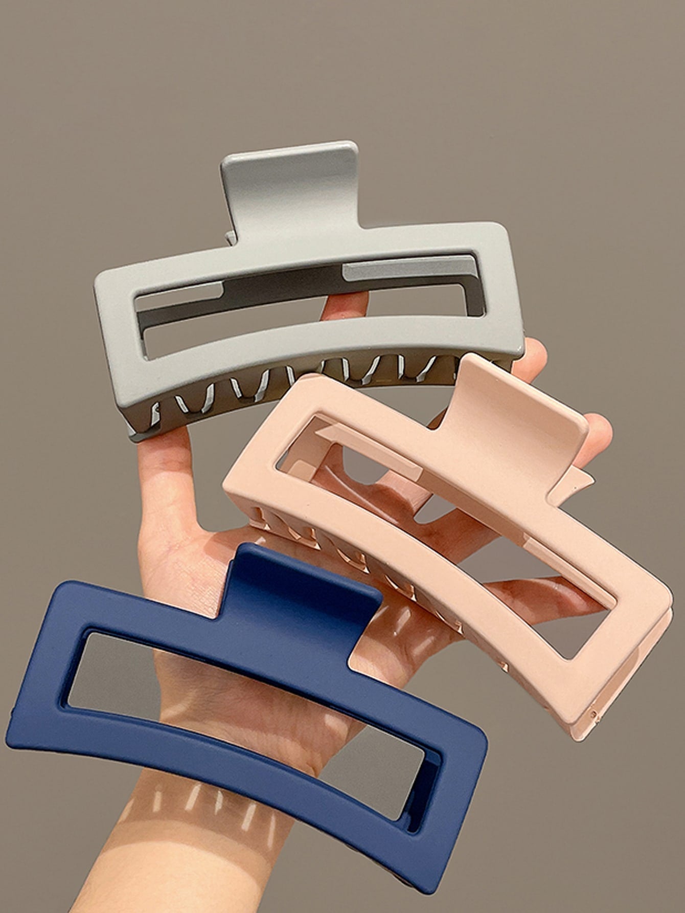 3 Stücke Haarklammer mit Loch, Rechteck