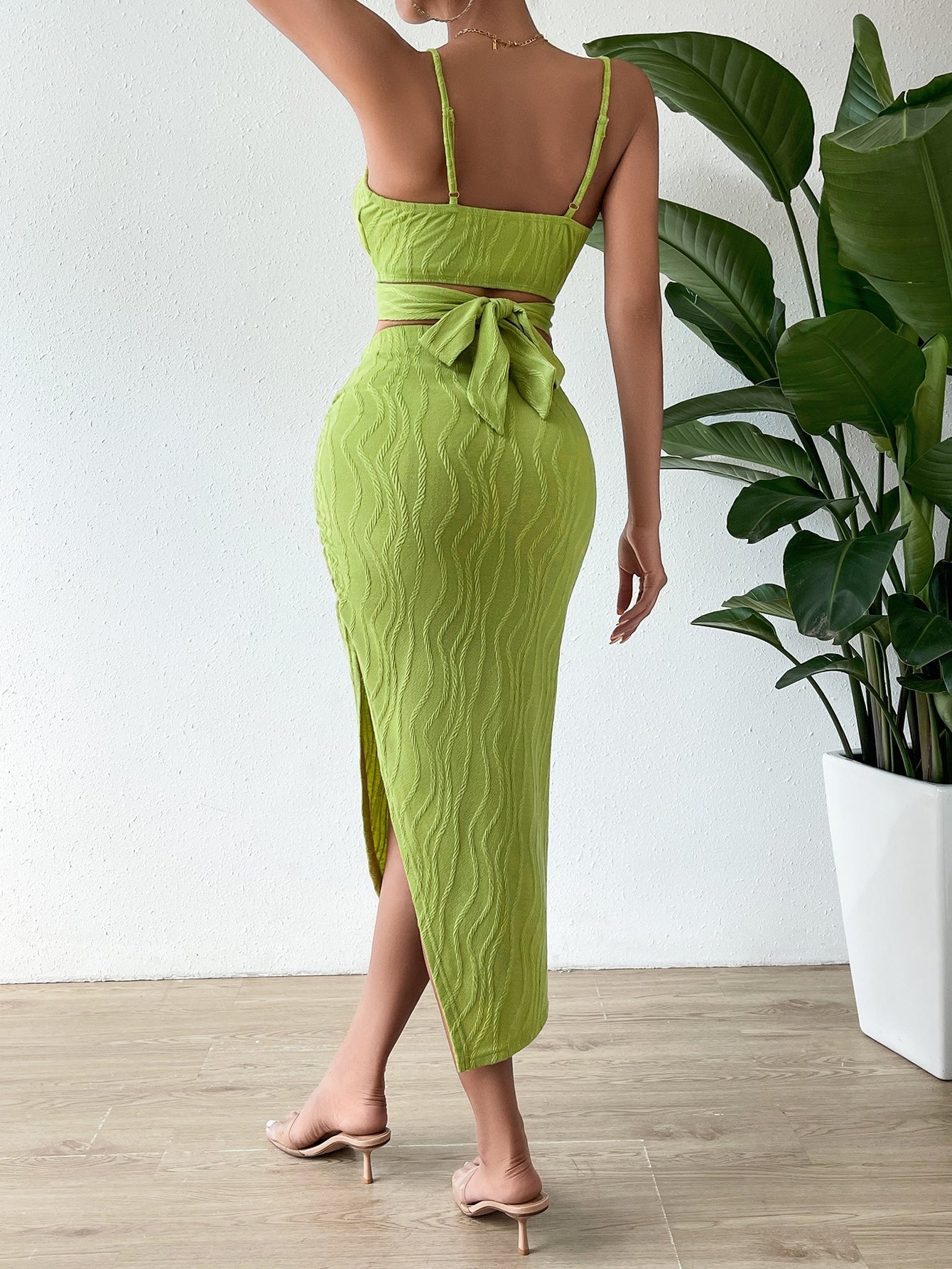 Band hinten, Cami Top mit & Schlitz, Rock mit