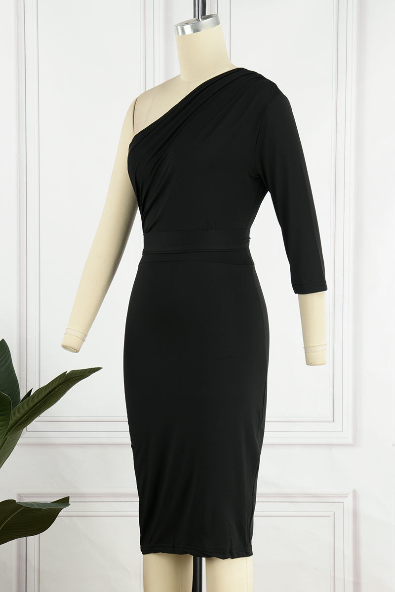 Sexy Solid Patchwork eine Schulter Bleistiftrock Kleider (50% RABATT)