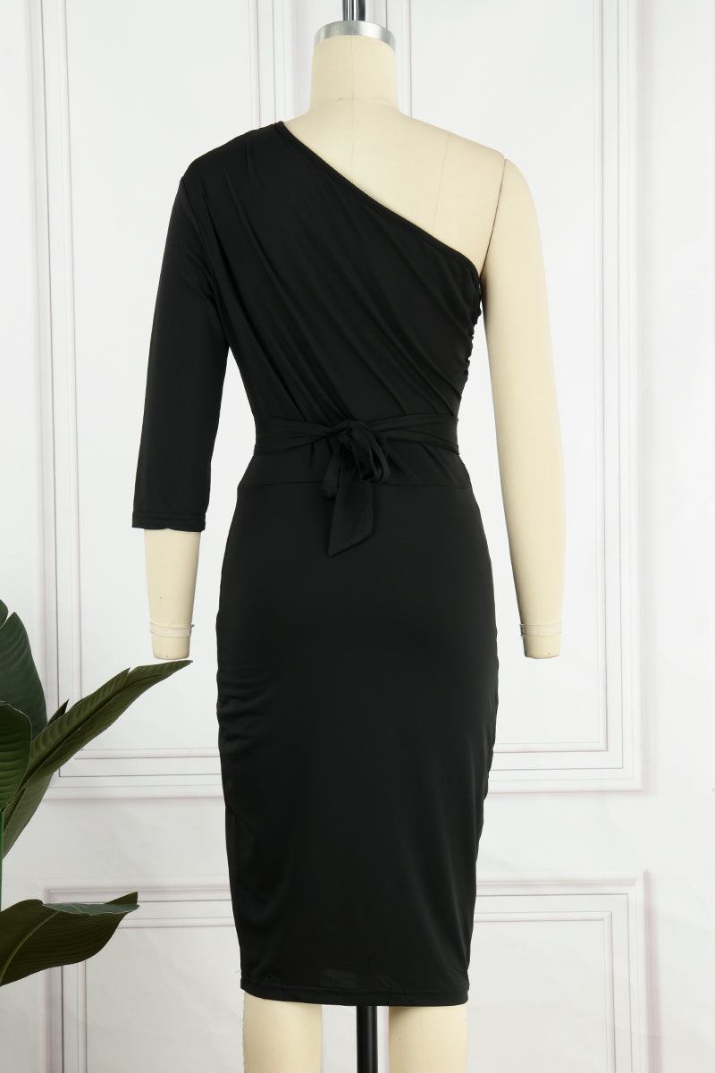 Sexy Solid Patchwork eine Schulter Bleistiftrock Kleider (50% RABATT)