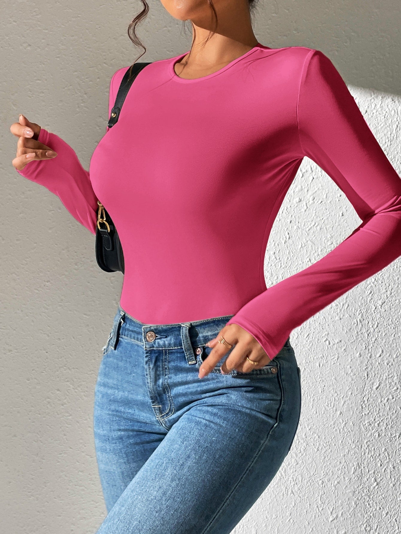 T-Shirt Body mit schmaler Passform, rundem Kragen,